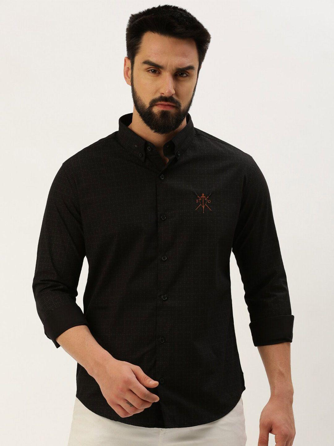 showoff comfort button-down collar cotton casual shirt