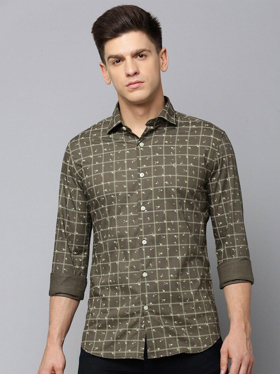 showoff comfort checked spread collar cotton casual shirt