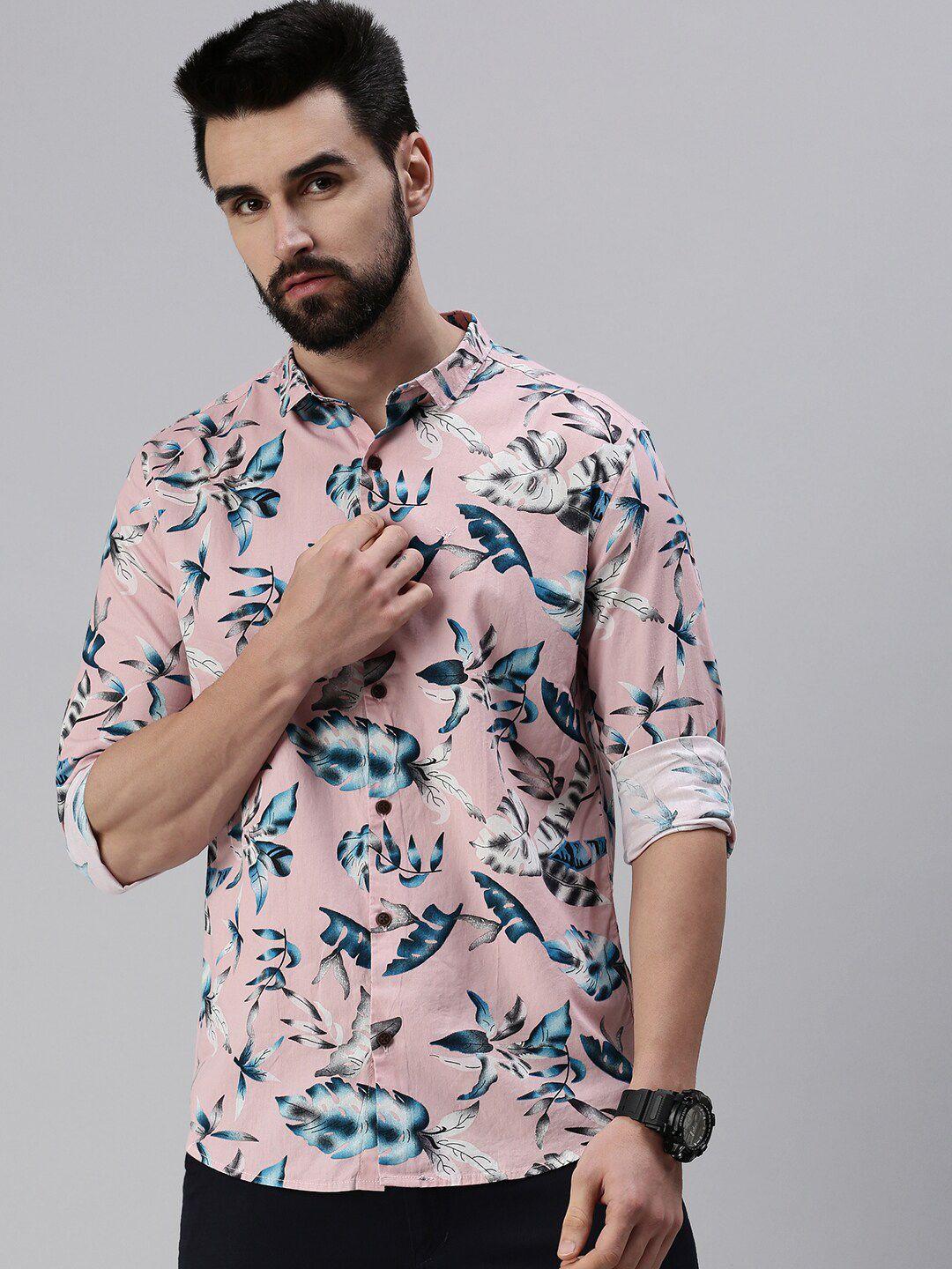 showoff comfort fit floral printed cotton casual shirt