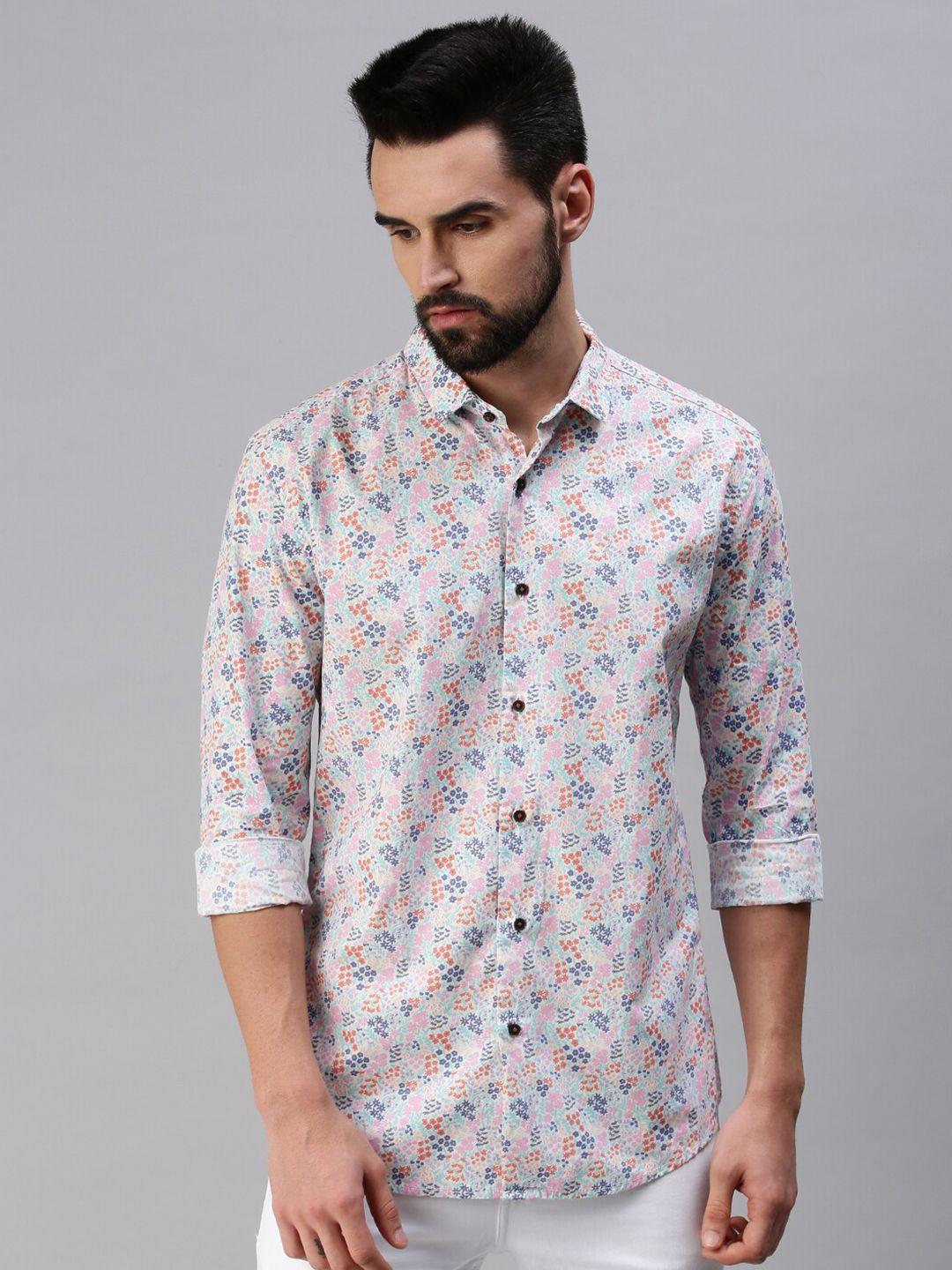 showoff comfort fit floral printed cotton casual shirt