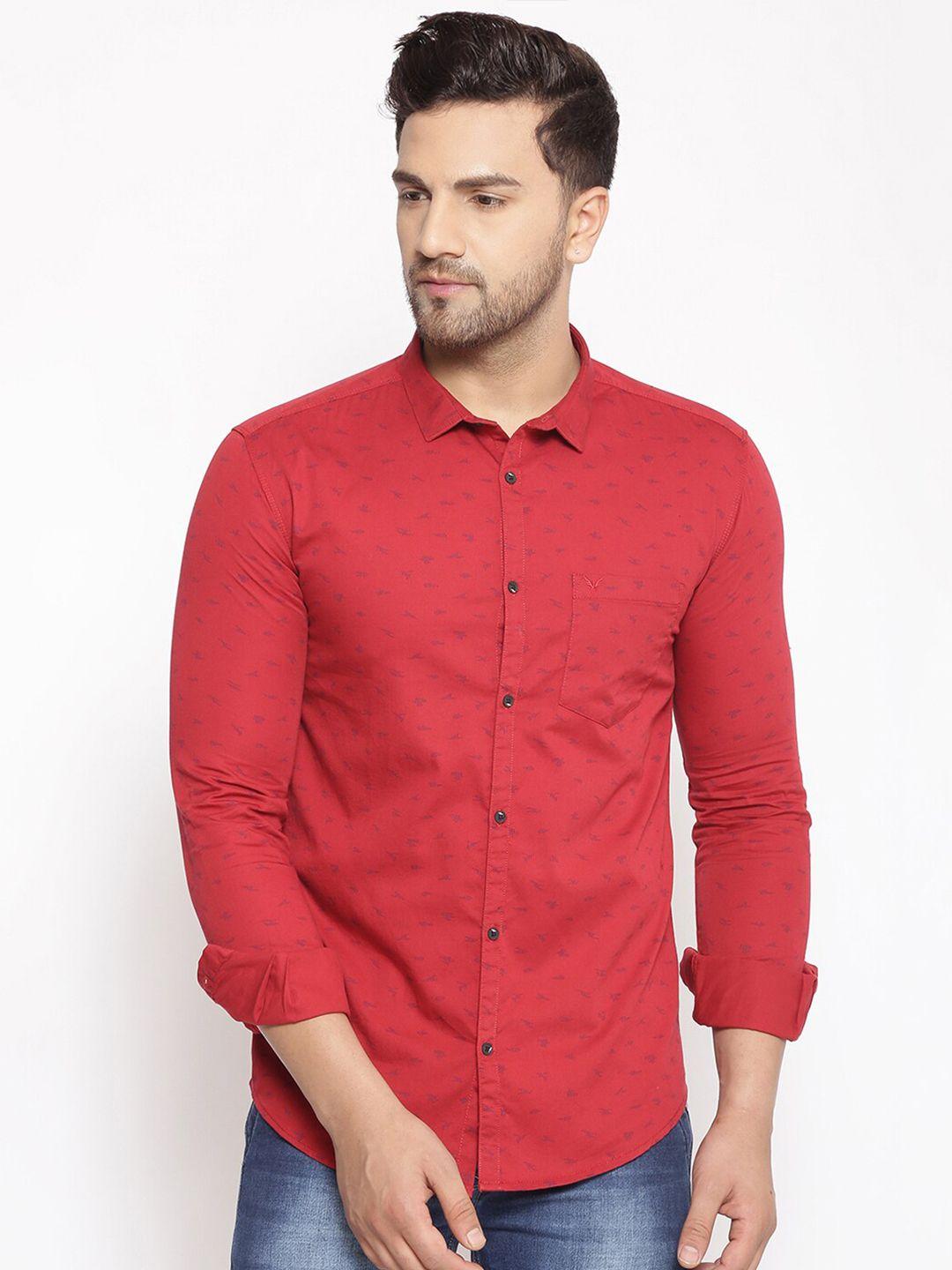 showoff comfort fit micro ditsy printed cotton casual shirt