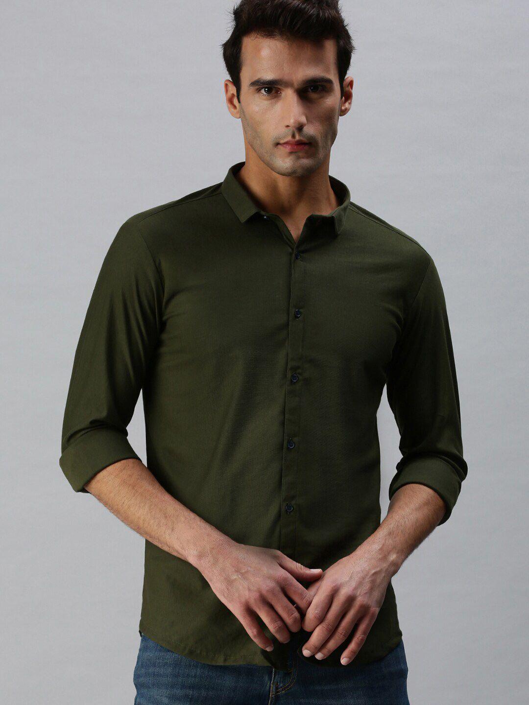showoff comfort fit slim collar oxford cotton casual shirt
