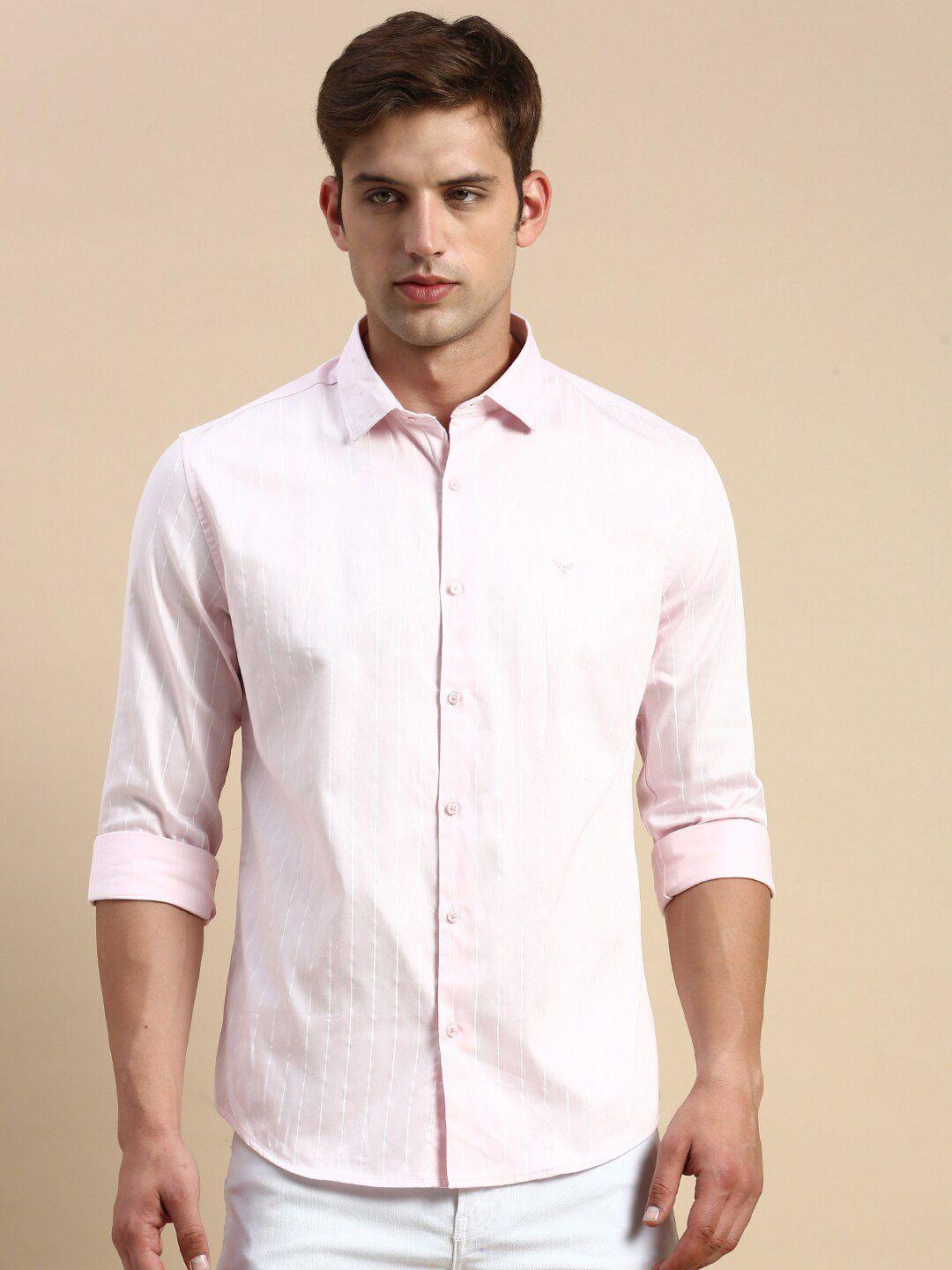 showoff comfort fit vertical striped cotton casual shirt