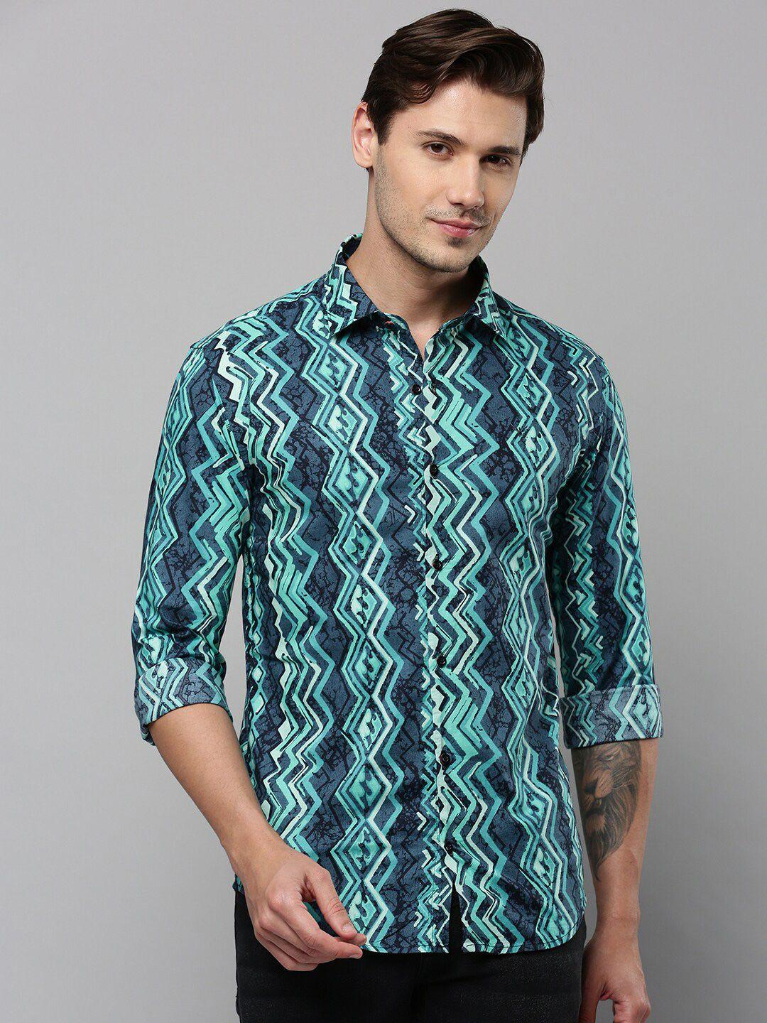 showoff comfort graphic printed cotton casual shirt