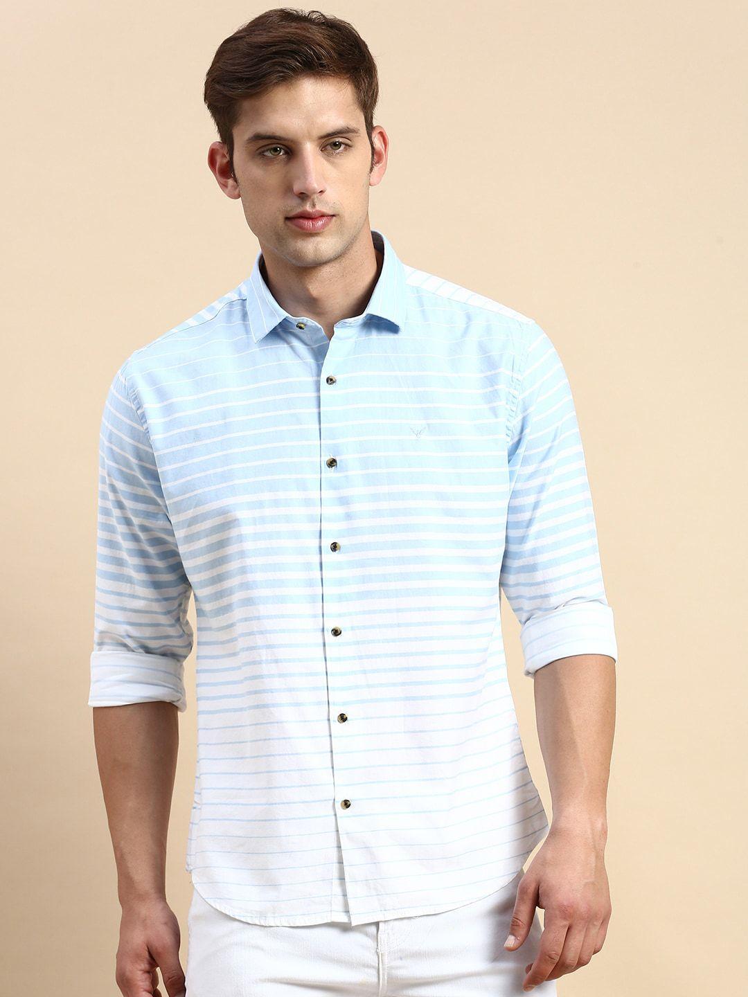 showoff comfort horizontal striped cotton shirt