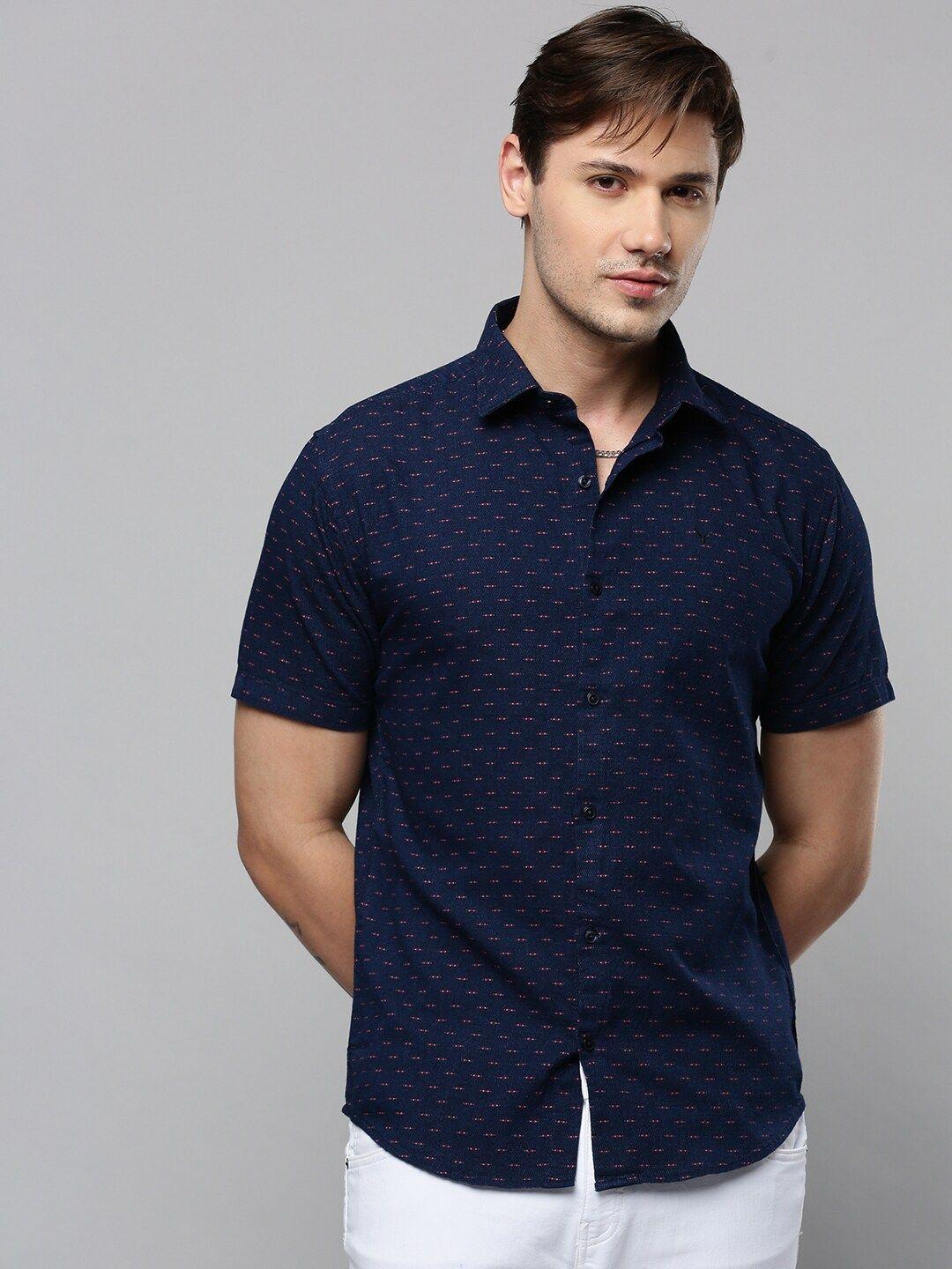 showoff comfort micro disty printed cotton casual shirt