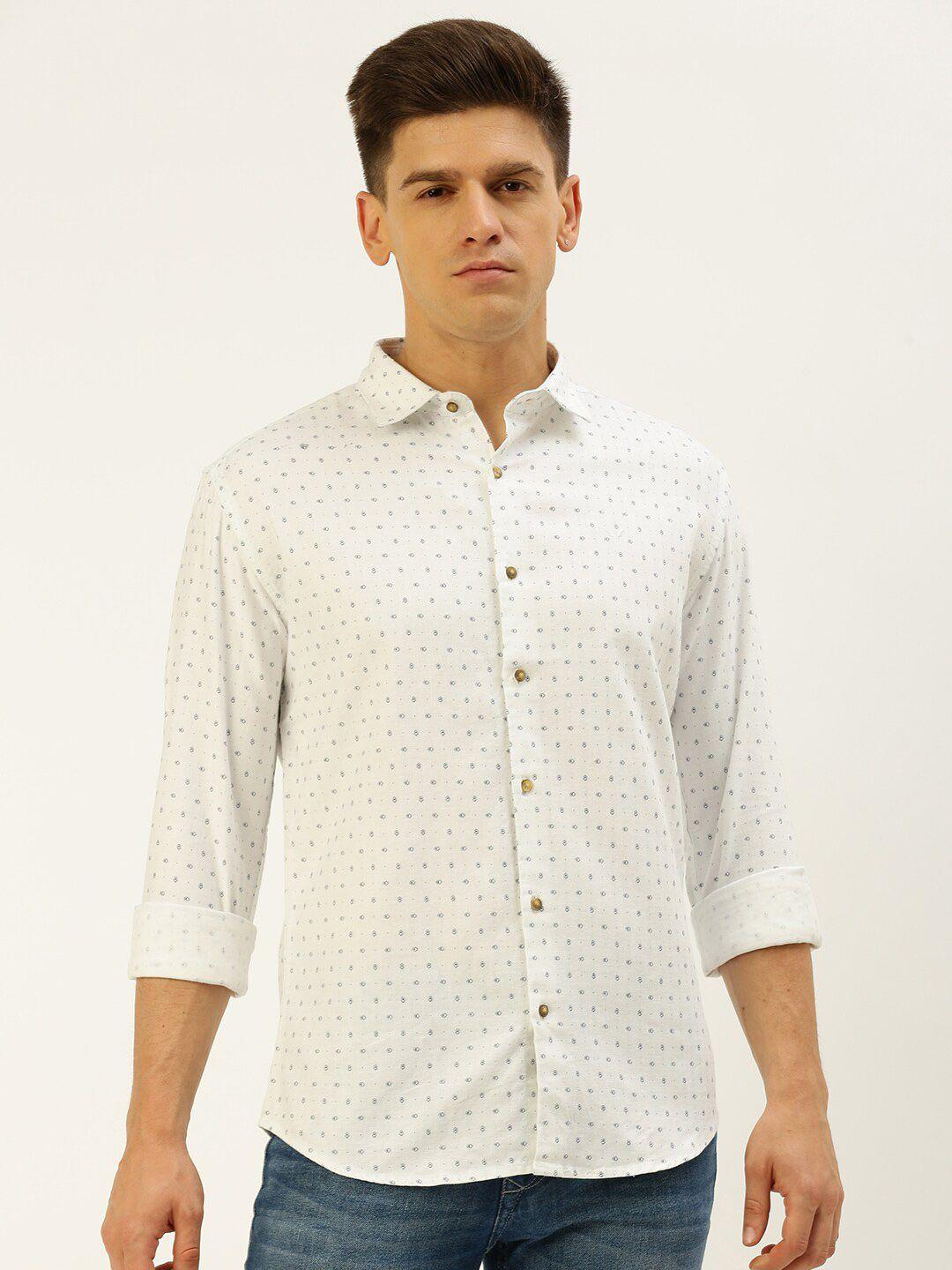 showoff comfort micro ditsy printed linen shirt