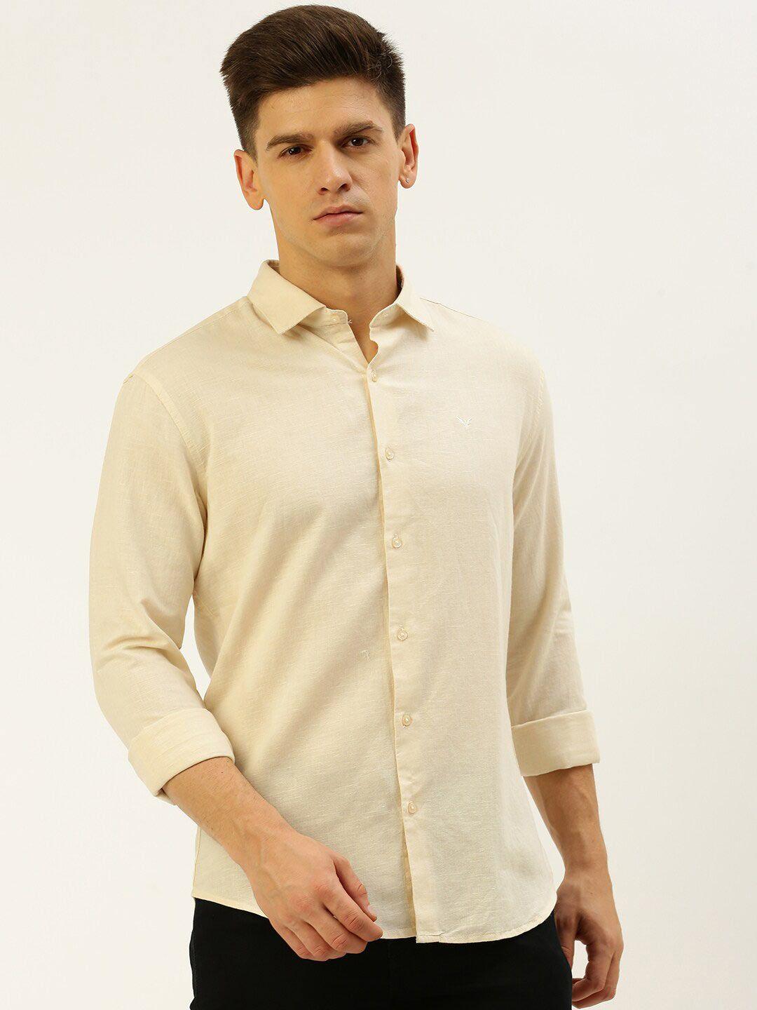 showoff comfort opaque linen casual shirt