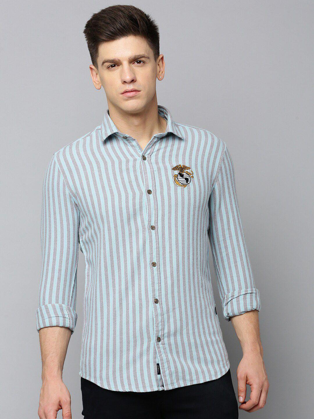 showoff comfort opaque striped cotton casual shirt