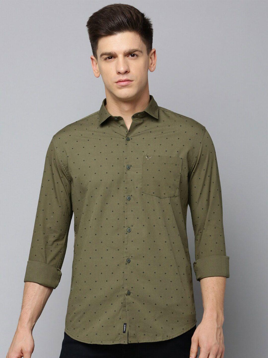 showoff comfort polka dot printed cotton casual shirt