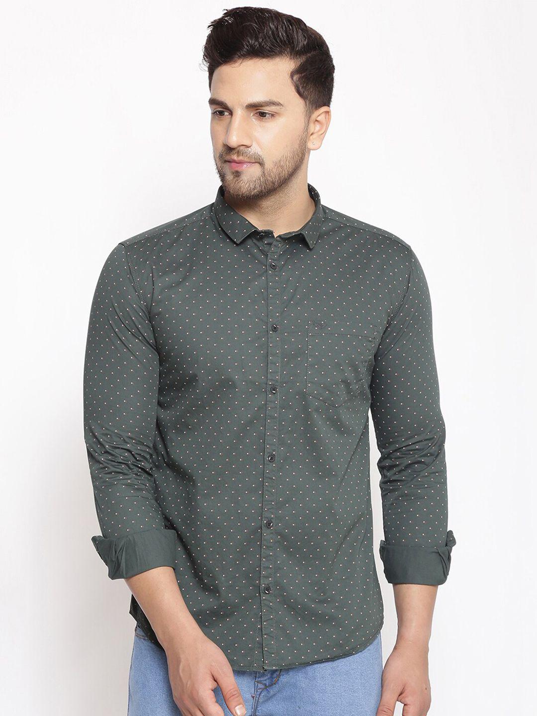 showoff comfort polka dots  printed casual shirt