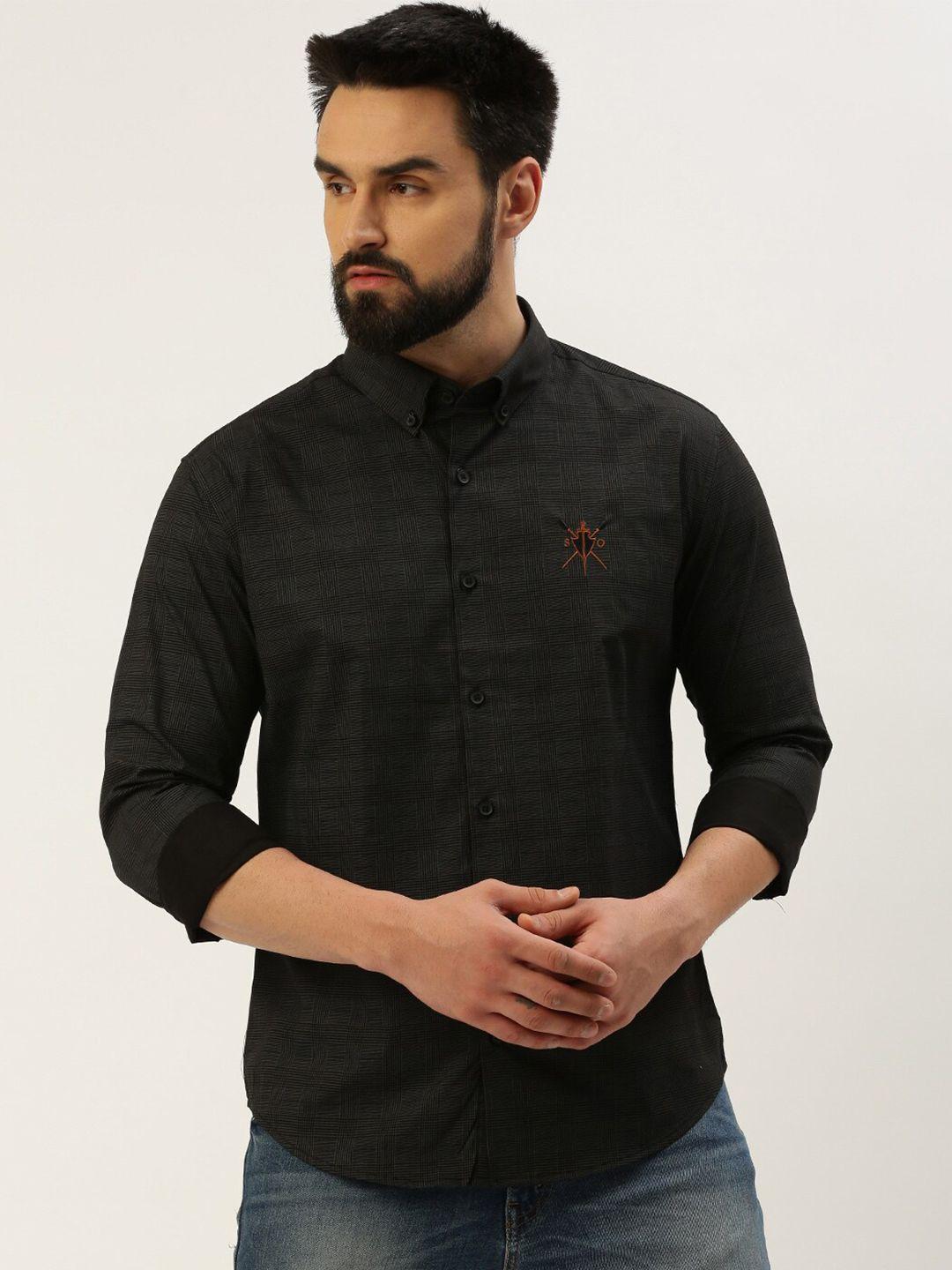 showoff comfort regular fit checked cotton casual shirt