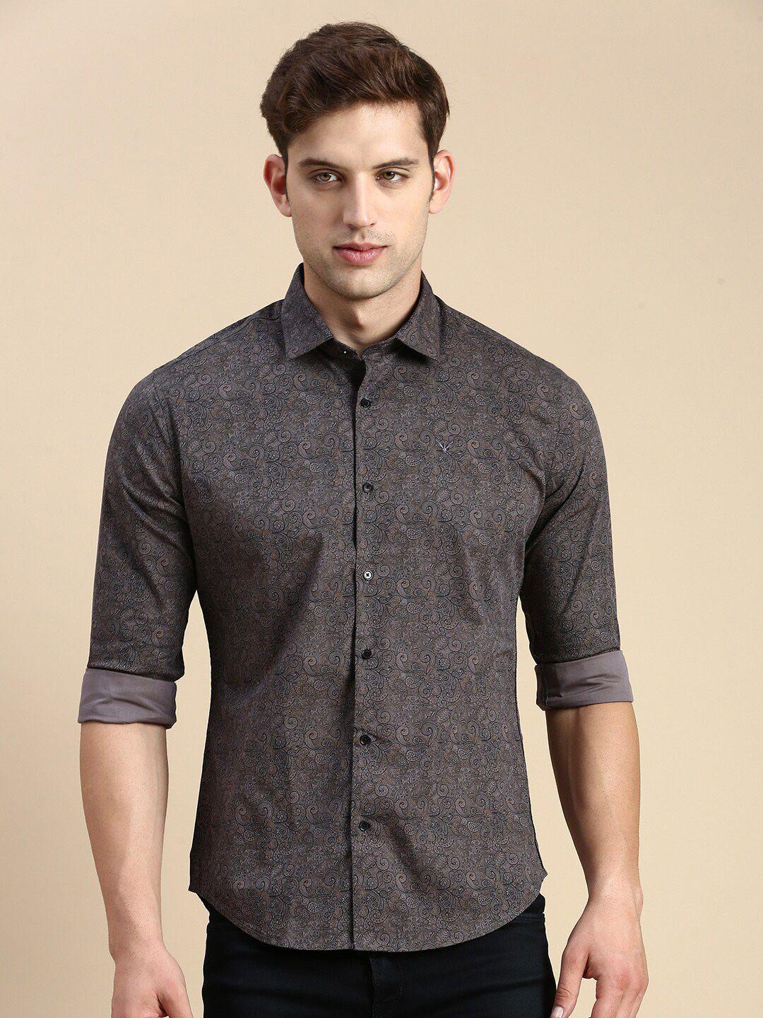 showoff comfort slim fit floral printed cotton casual shirt