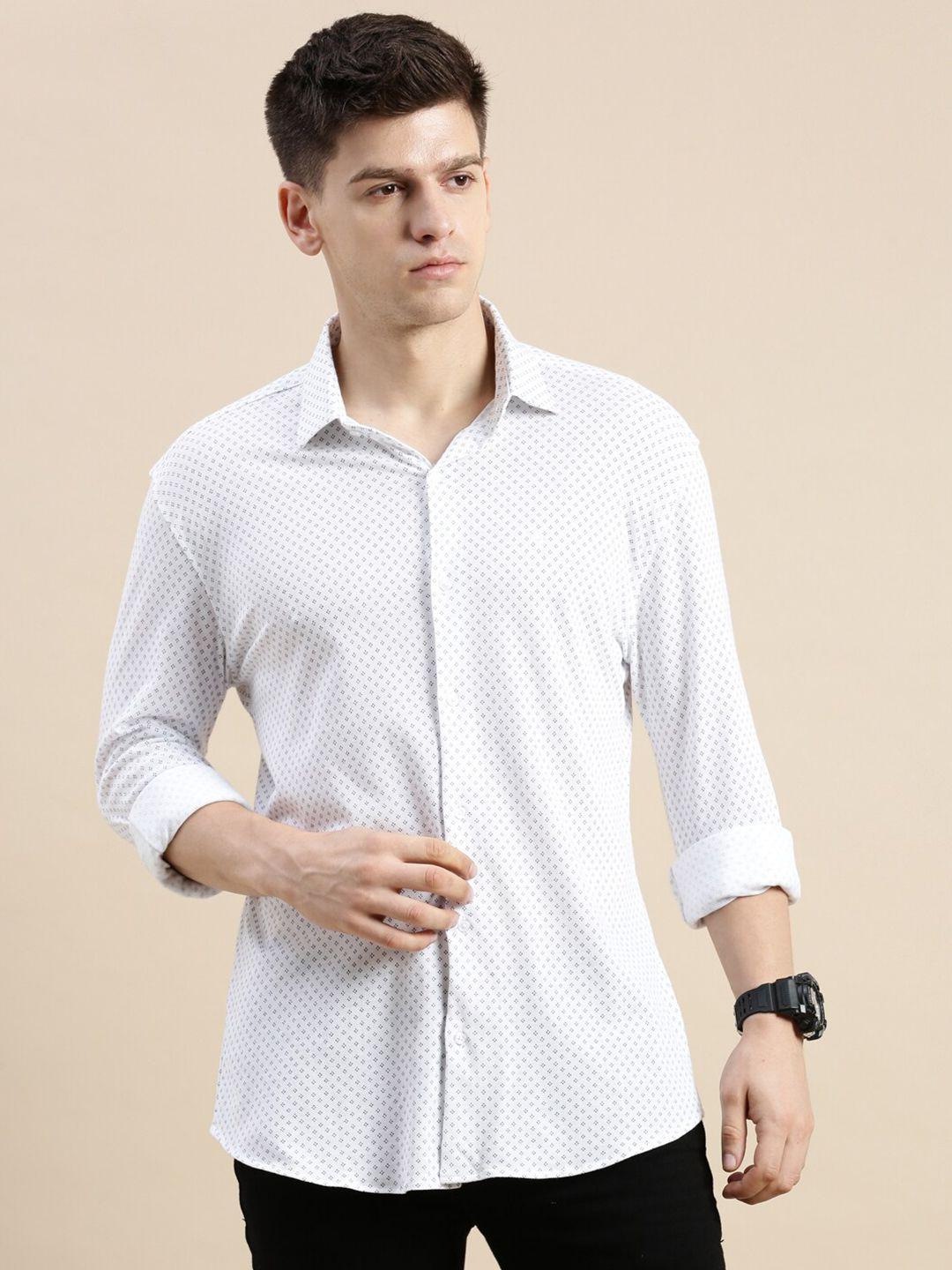 showoff comfort slim fit micro ditsy printed cotton casual shirt