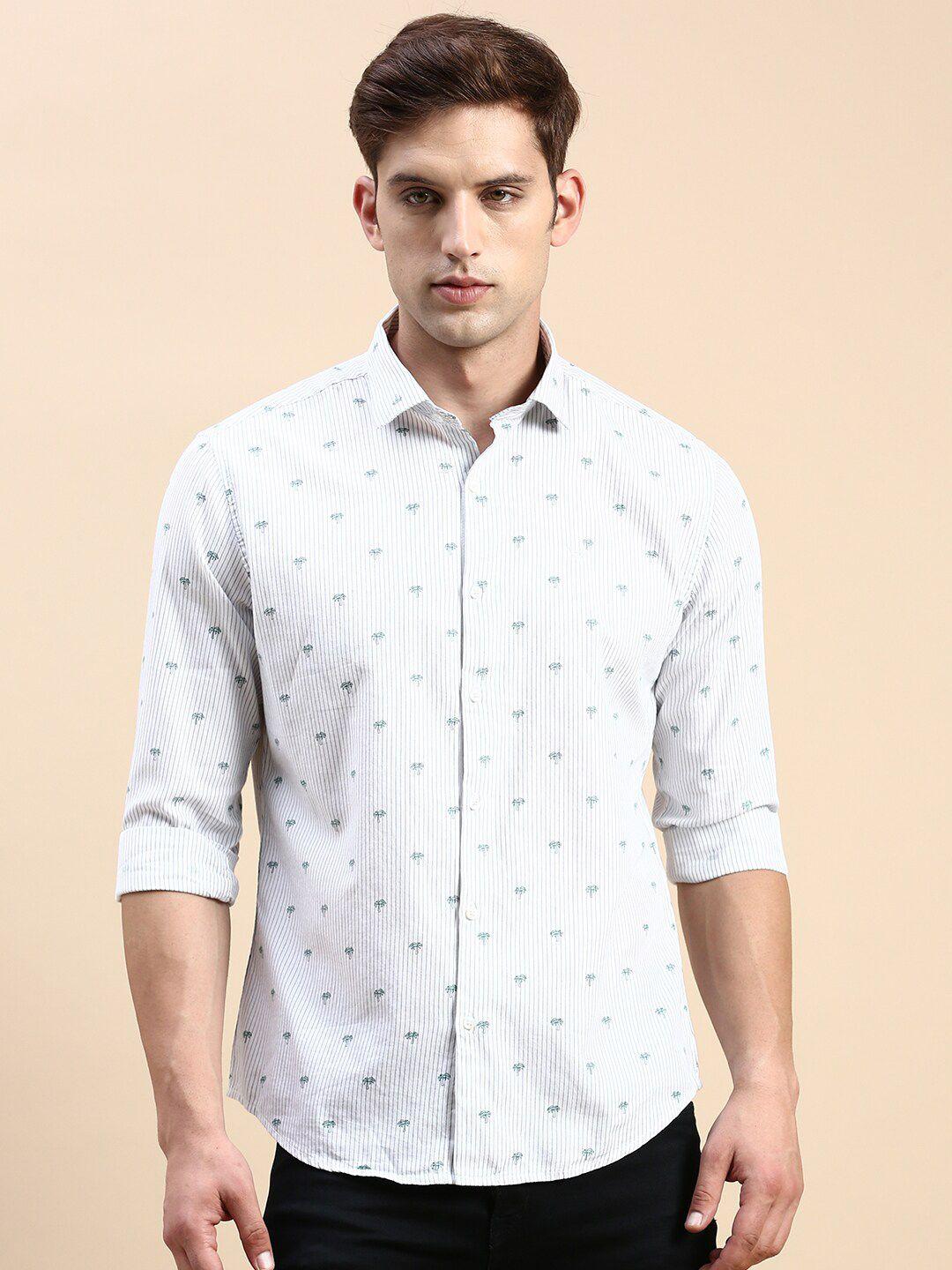 showoff comfort slim fit printed cotton casual shirt