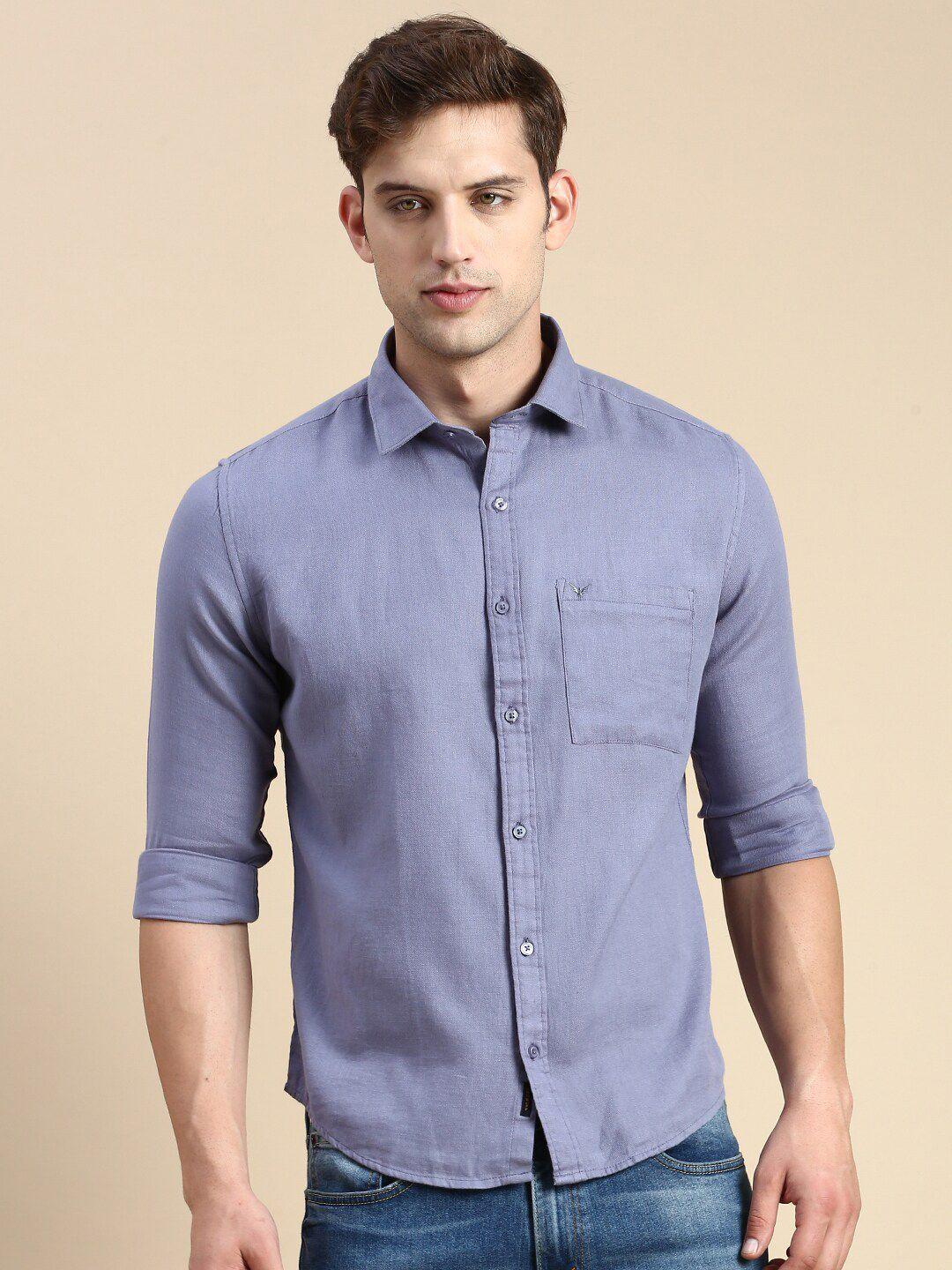showoff comfort slim fit spread collar cotton casual shirt