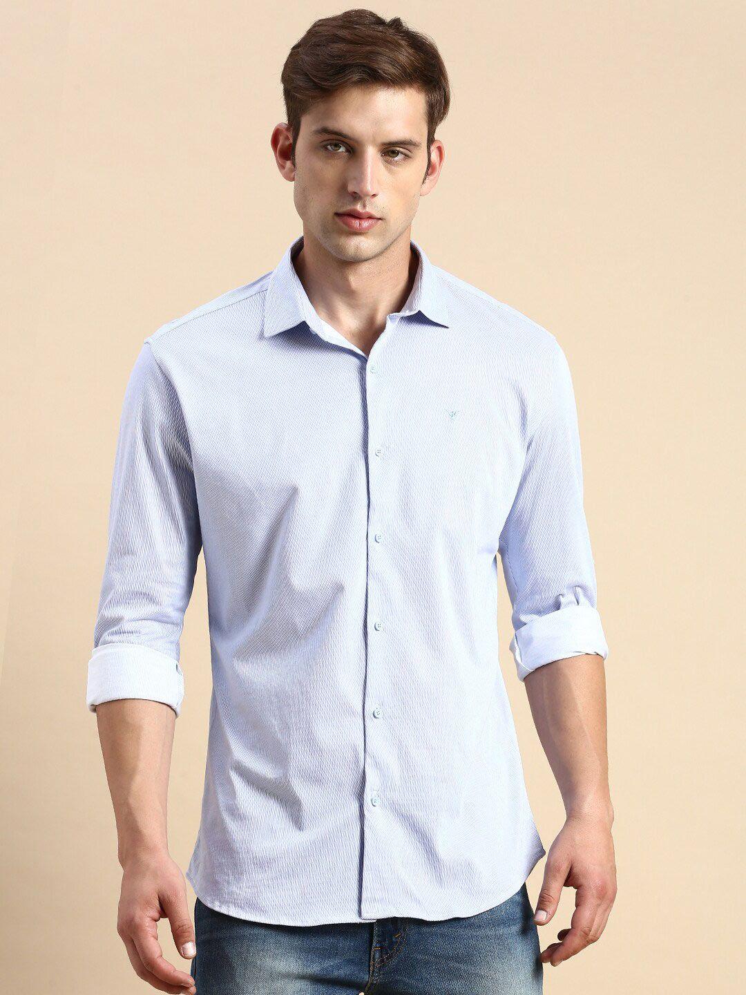 showoff comfort slim fit striped opaque cotton casual shirt