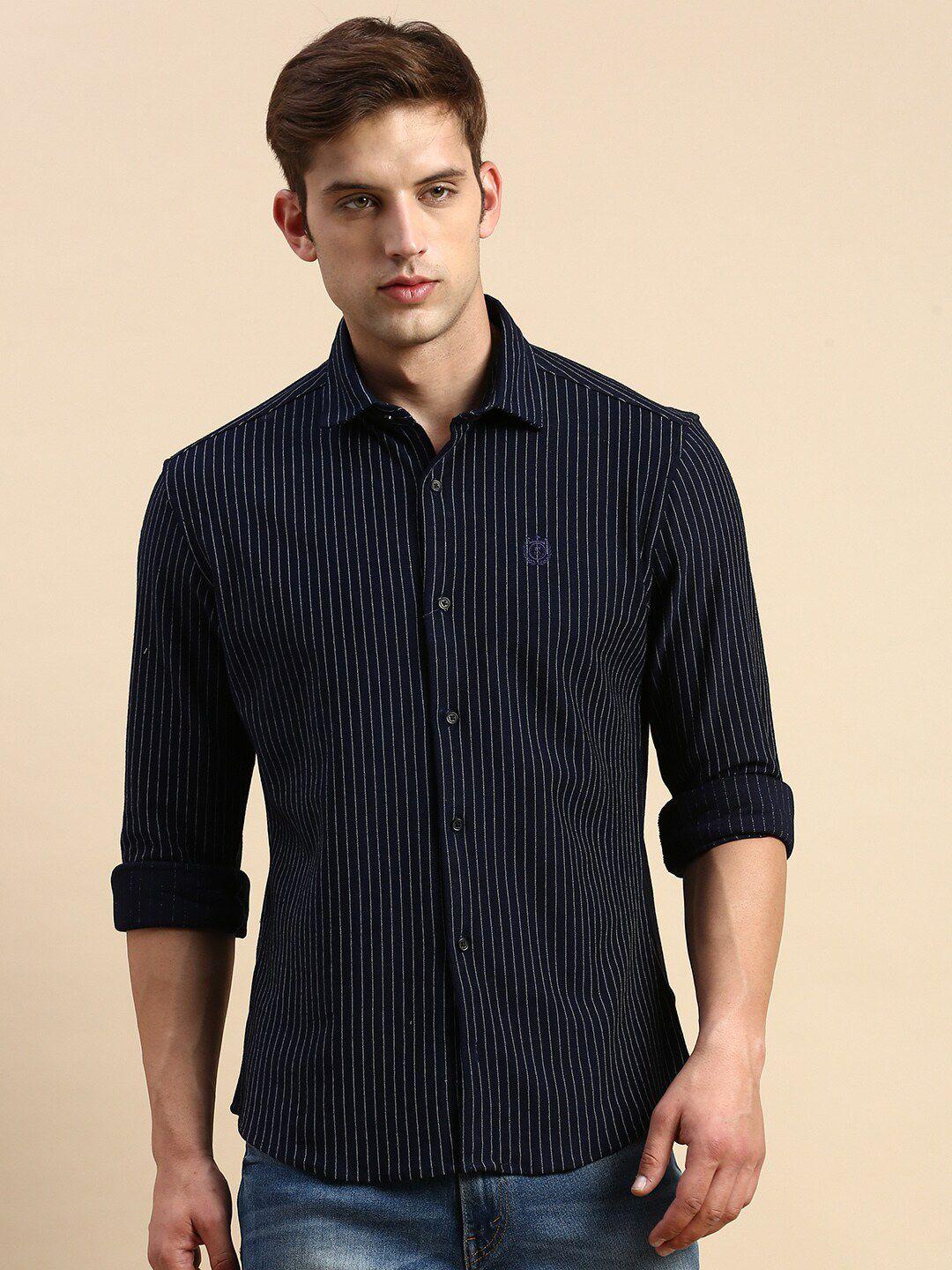 showoff comfort striped cotton casual shirt