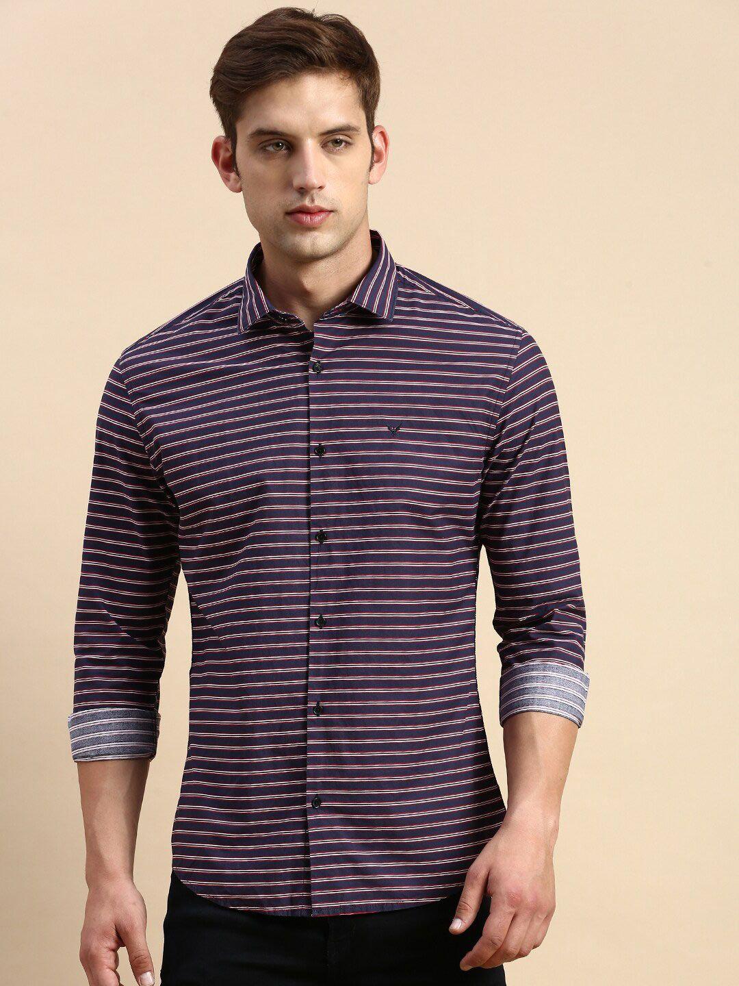 showoff comfort striped cotton casual shirt