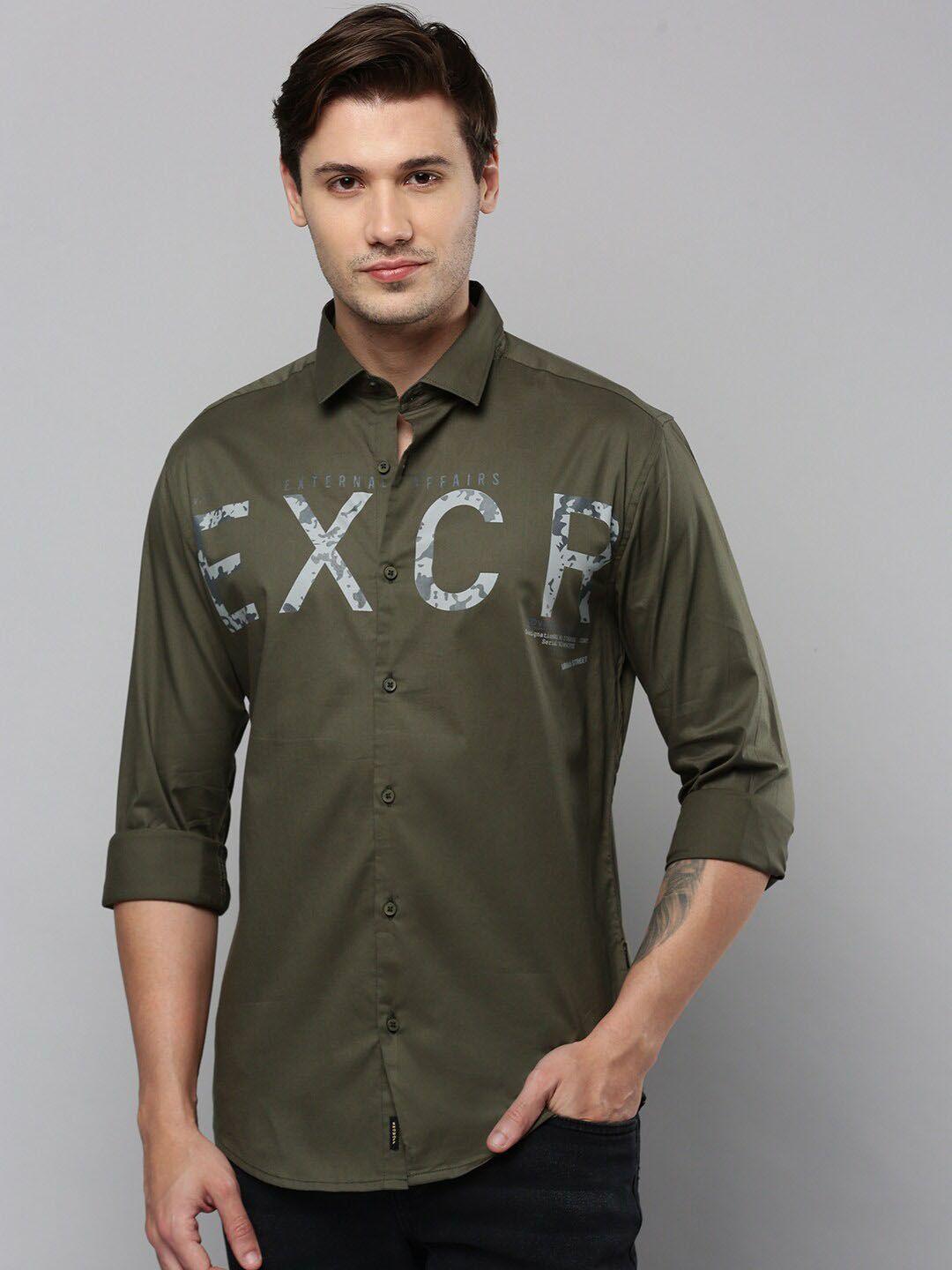 showoff comfort typography printed cotton casual shirt