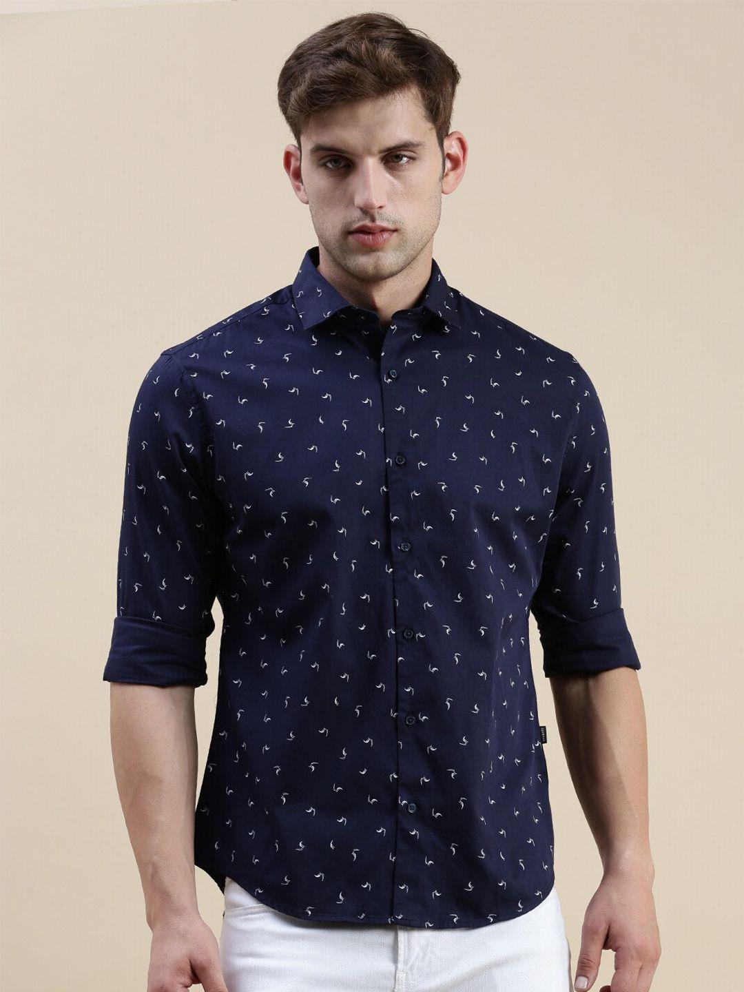 showoff conversational printed standard slim fit opaque cotton casual shirt