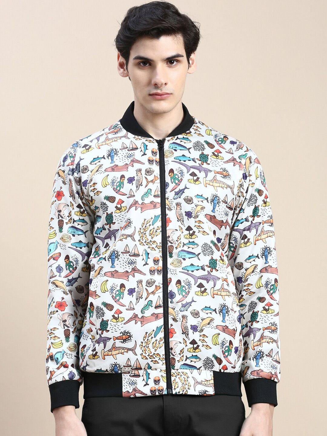 showoff conversational printed windcheater & water resistant bomber jacket