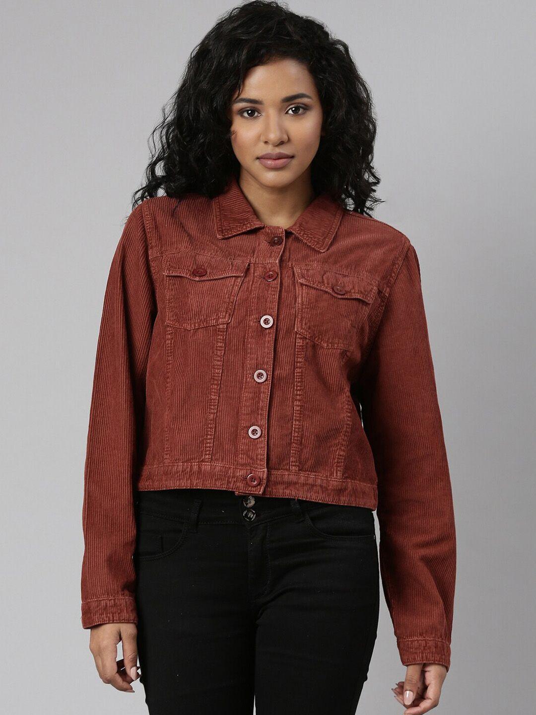 showoff corduroy windcheater crop denim jacket