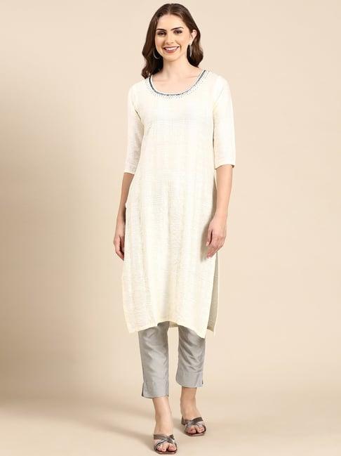 showoff cream embellished kurta