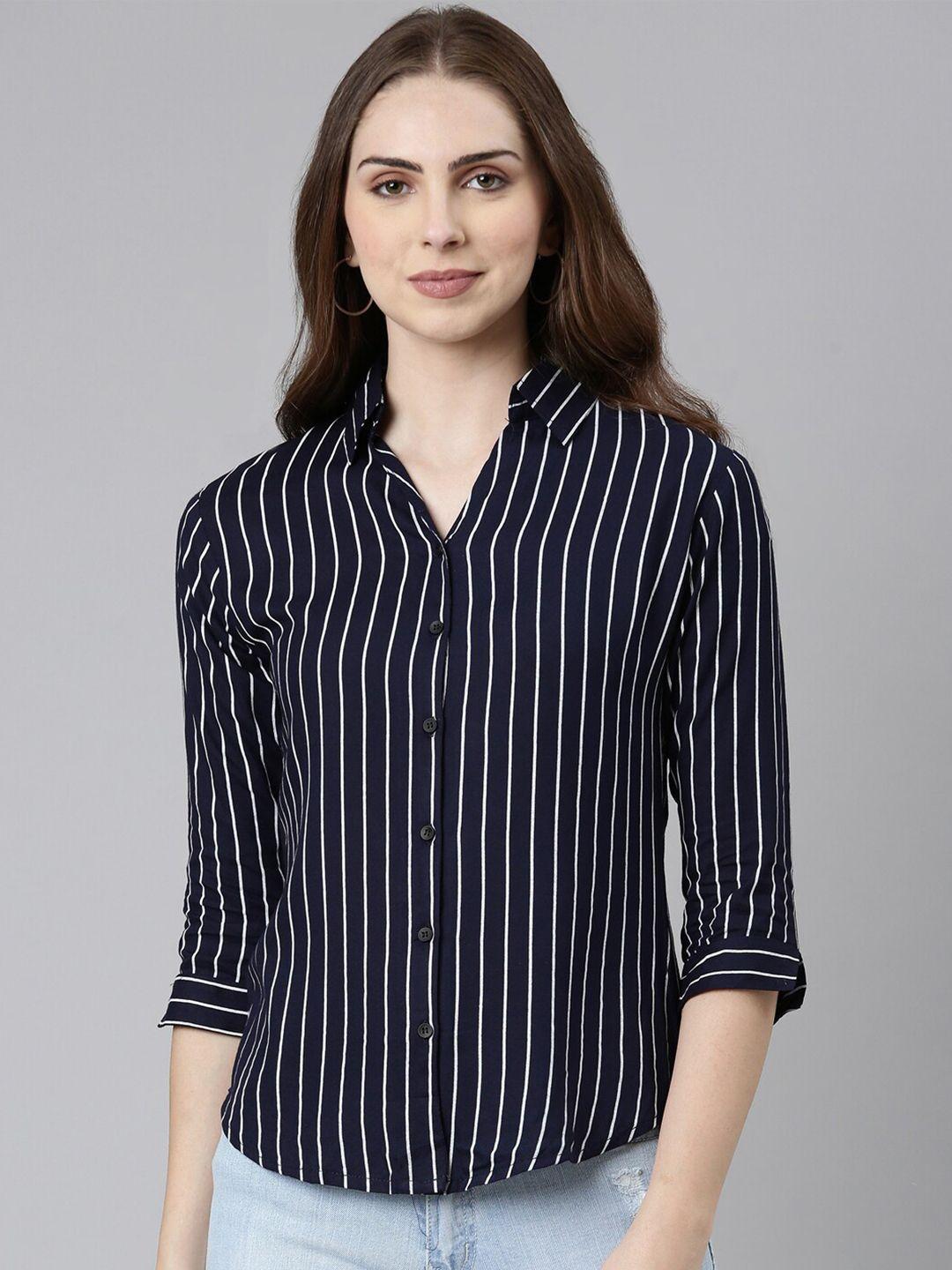 showoff edgy opaque striped cotton casual shirt