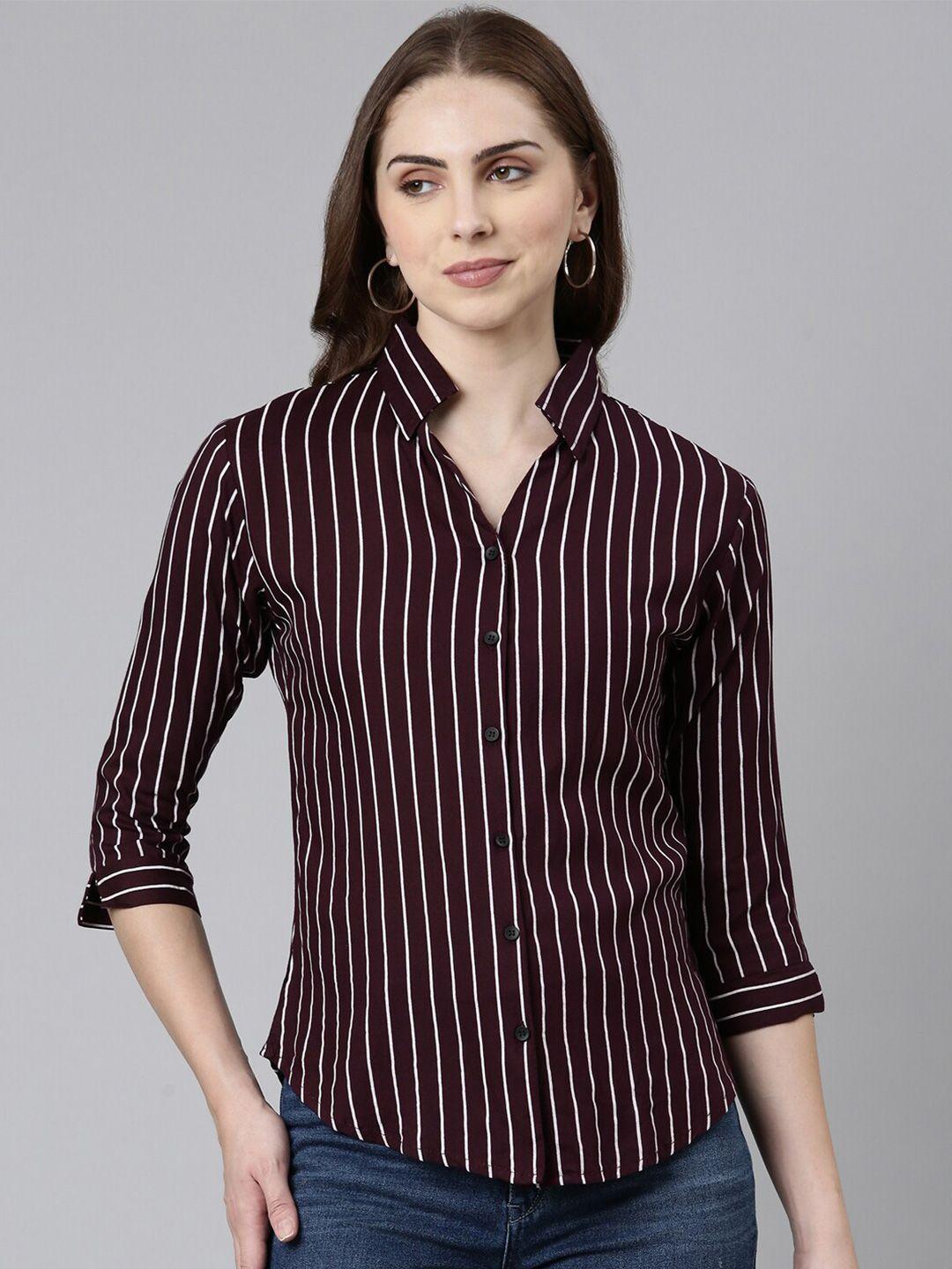 showoff edgy opaque striped cotton casual shirt