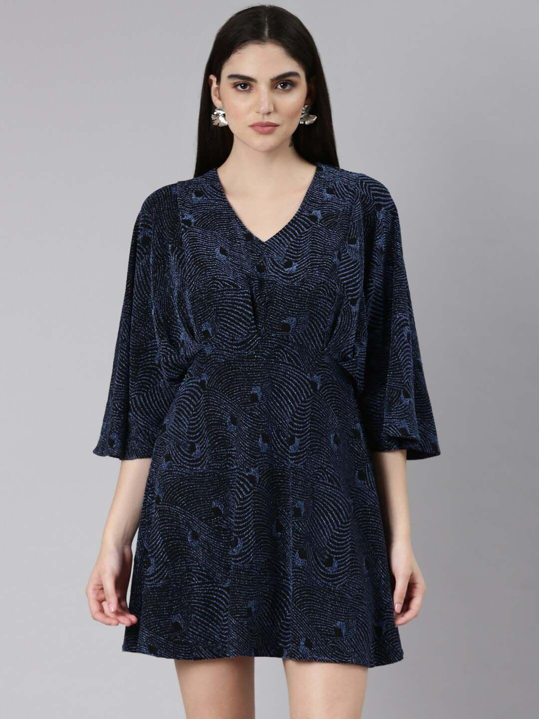 showoff embellished flared sleeves a-line mini dress