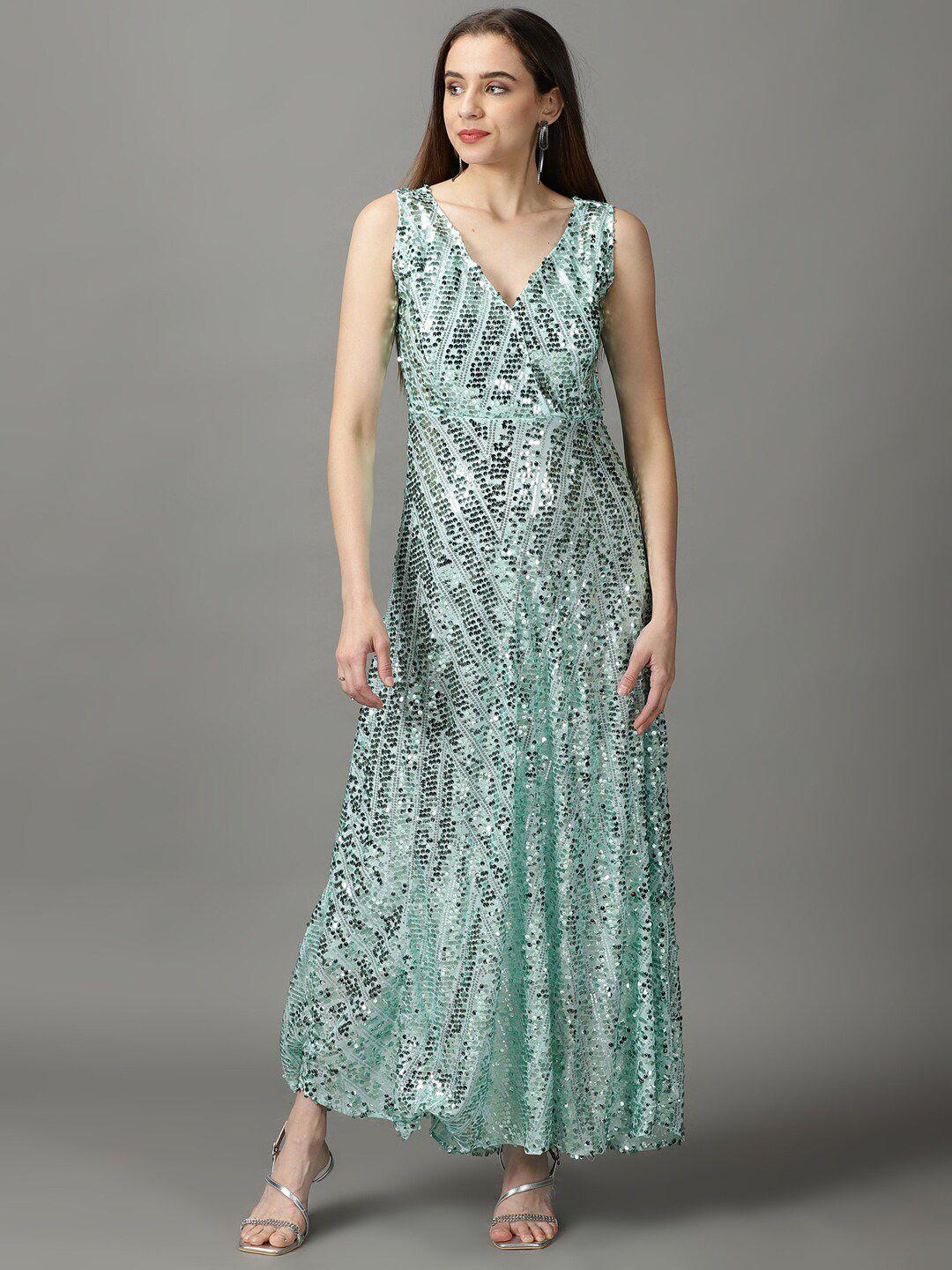 showoff embellished net maxi dress