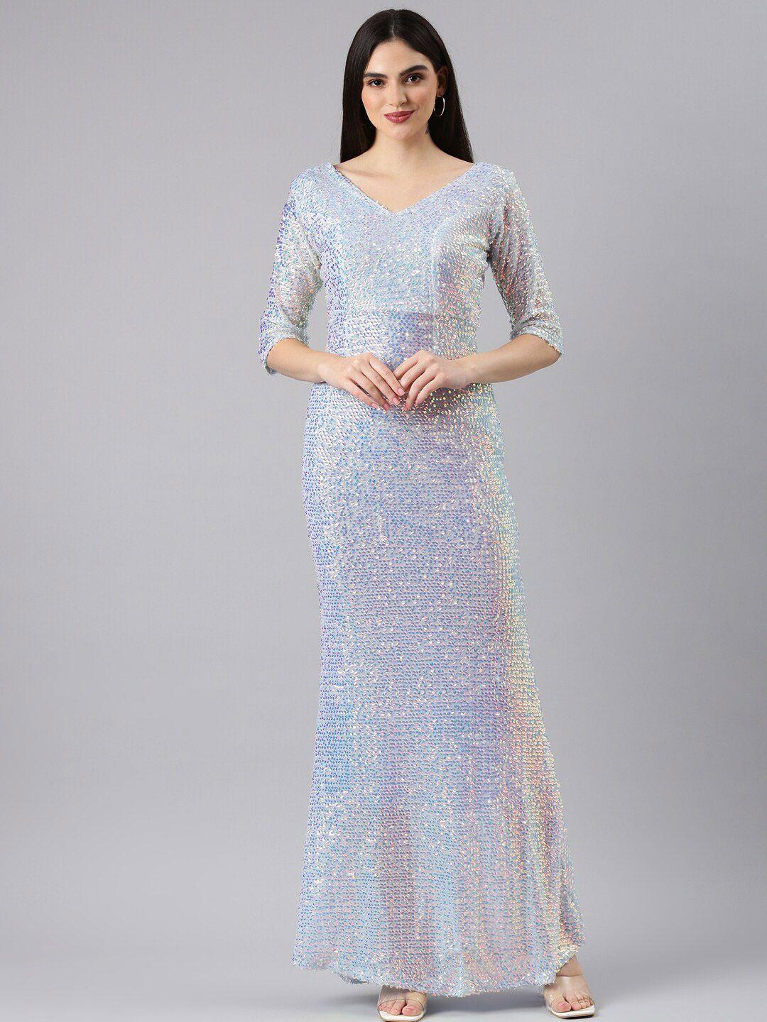 showoff embellished sequinned net bodycon maxi dress