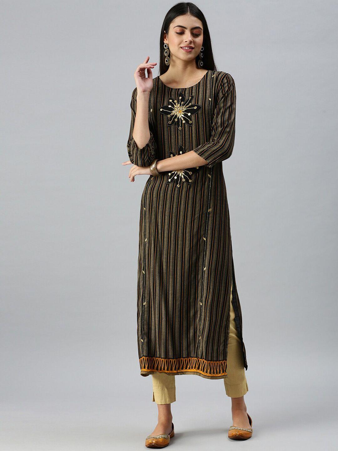 showoff embroidered flared sleeves kaftan kurta