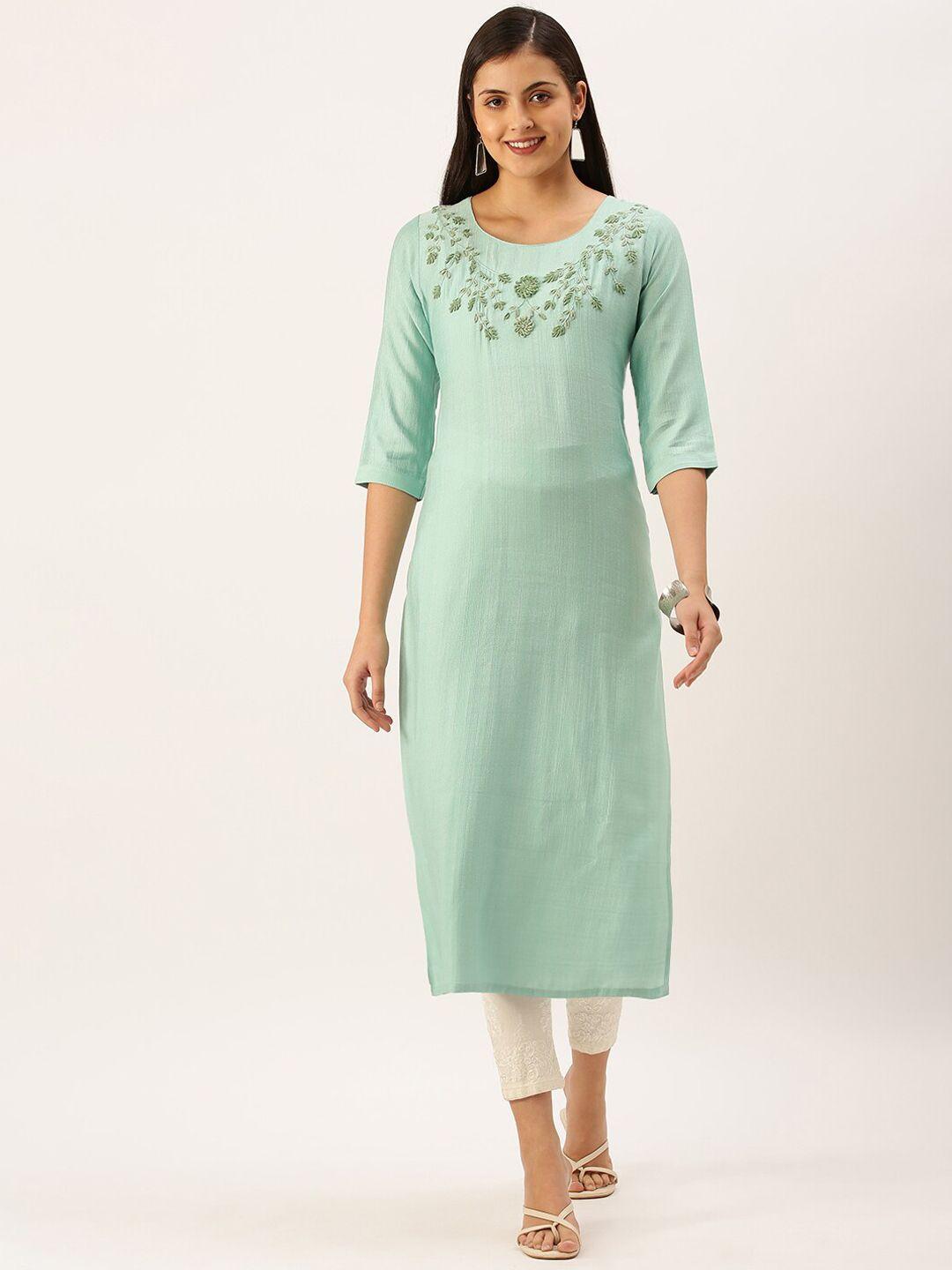 showoff embroidered thread work jacquard kurta