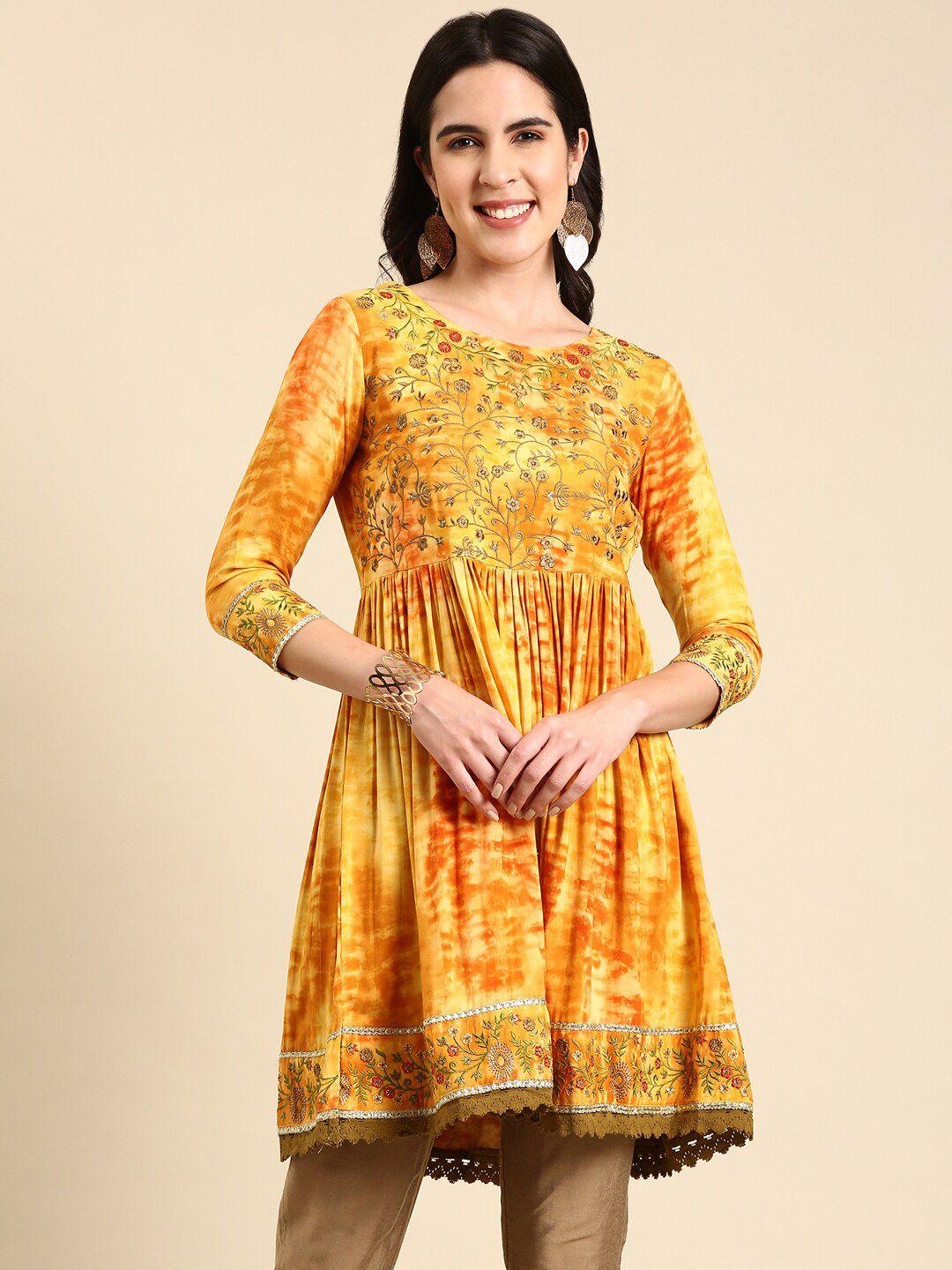 showoff ethnic motifs embellished anarkali kurti