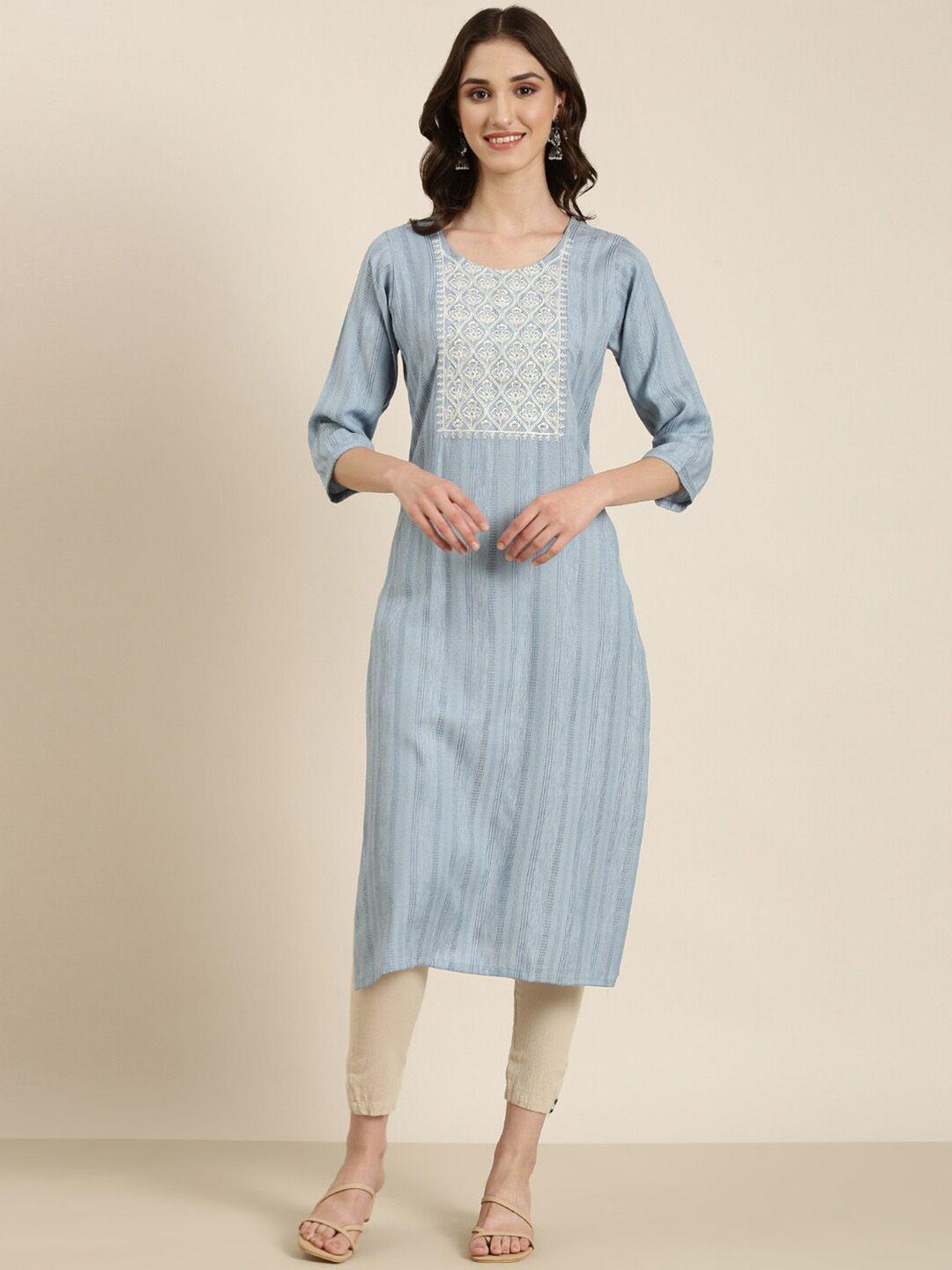 showoff ethnic motifs embroidered straight kurta