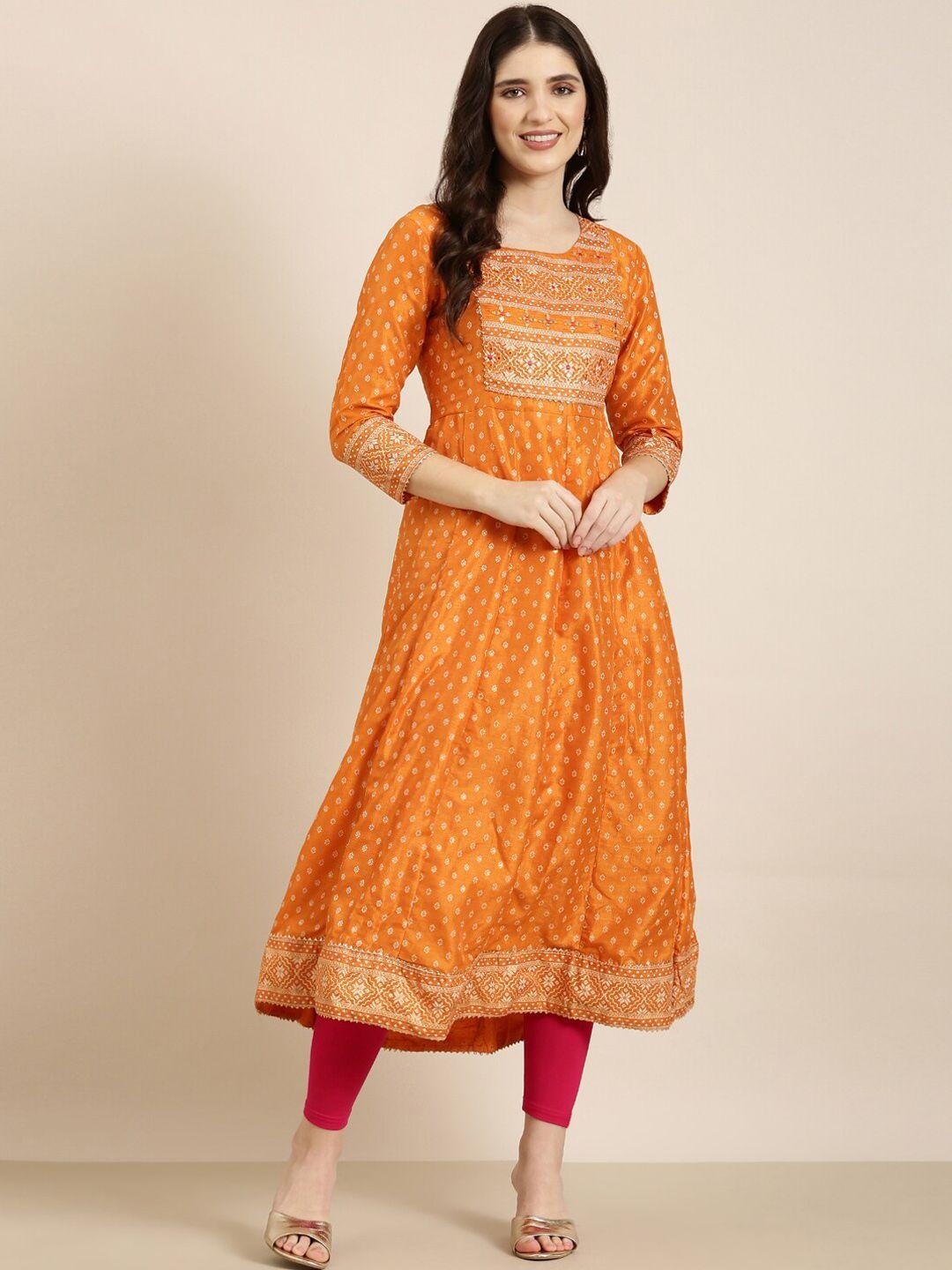 showoff ethnic motifs printed anarkali kurta