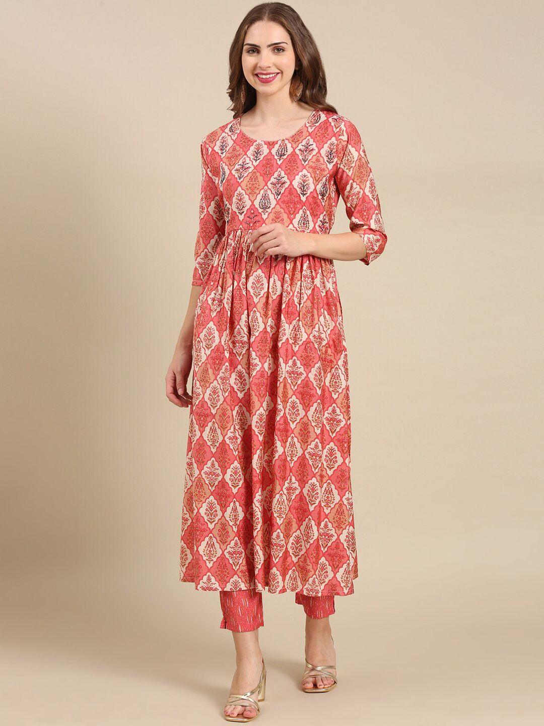 showoff ethnic motifs printed beads and stones kurta with trousers