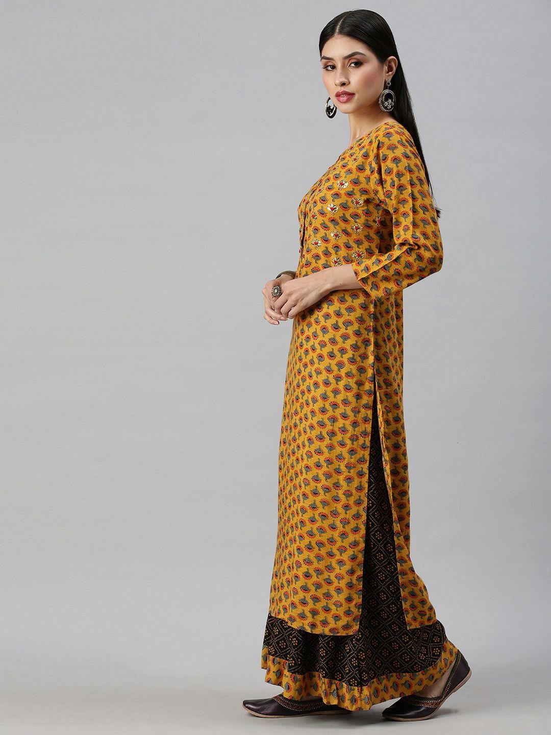 showoff ethnic motifs printed gotta patti kurta with sharara