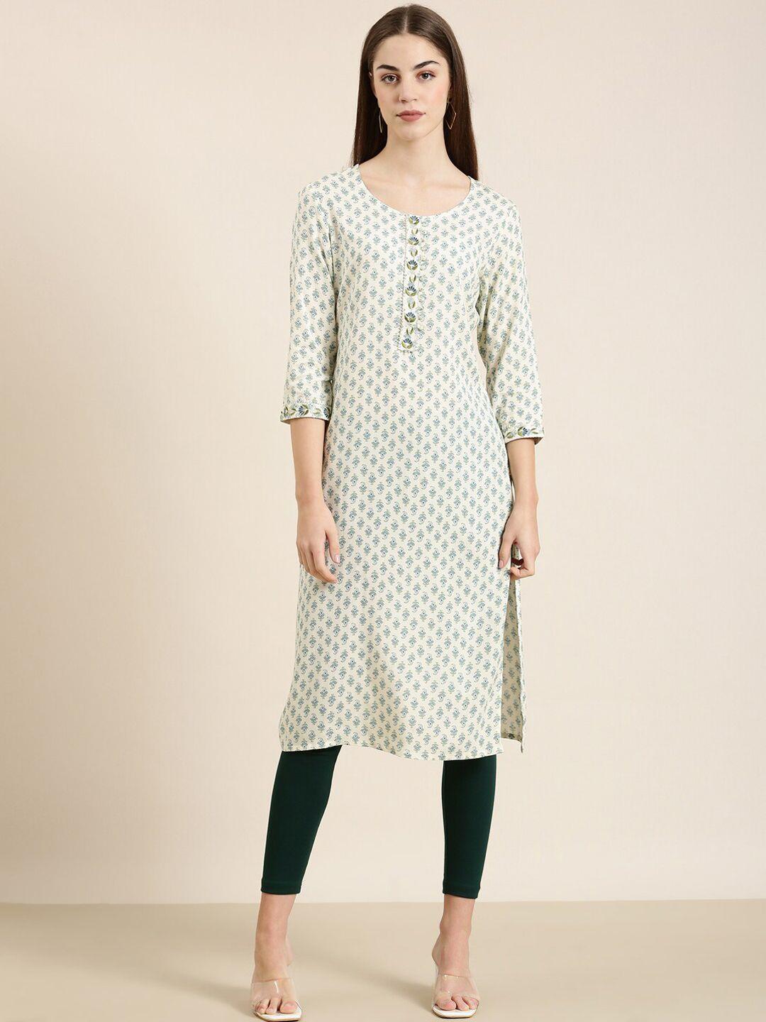 showoff ethnic motifs printed scoop neck indie prints kurta