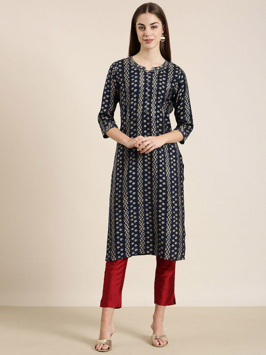 showoff ethnic motifs printed sequinned kurta