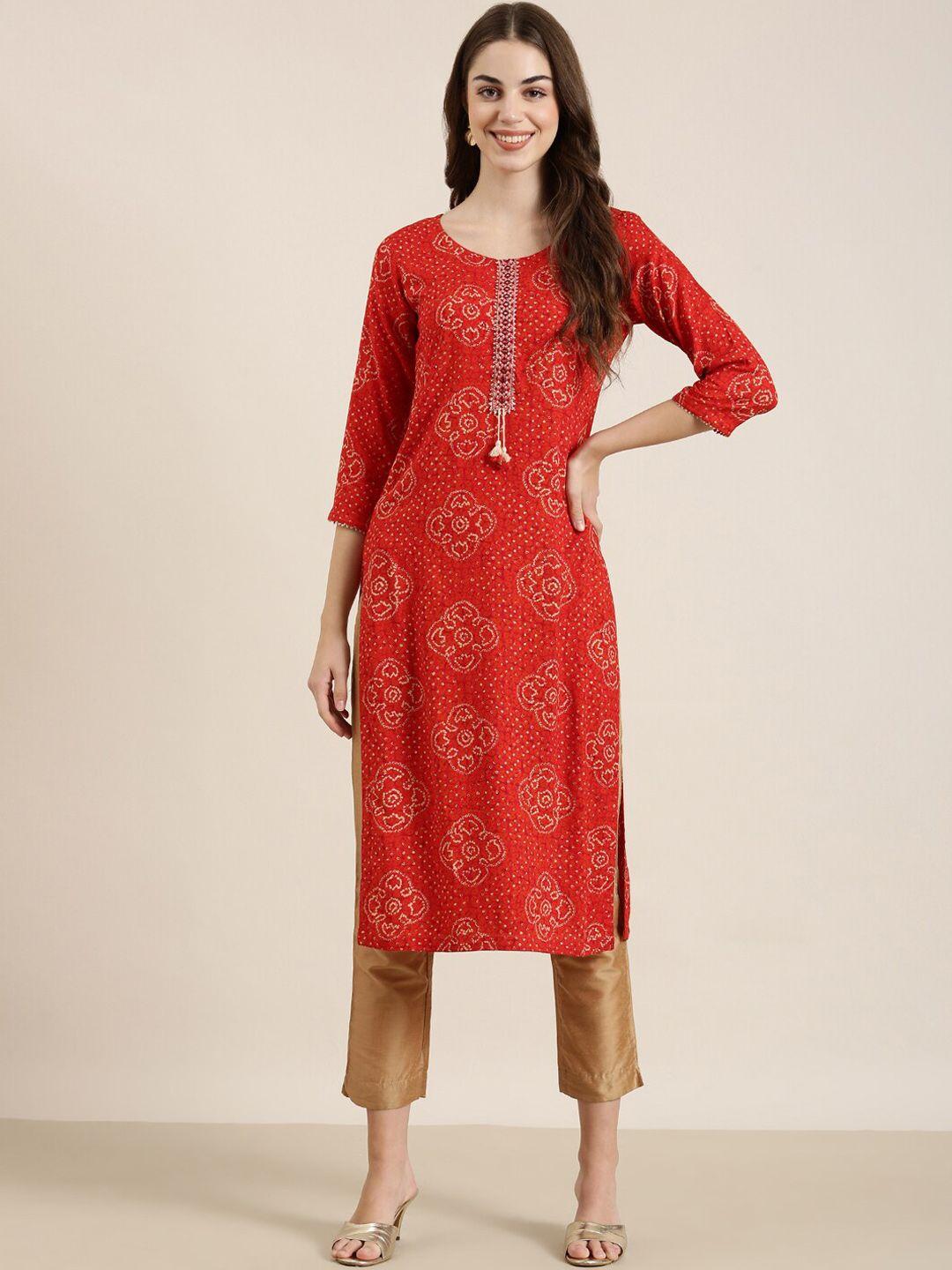 showoff ethnic motifs printed straight kurta