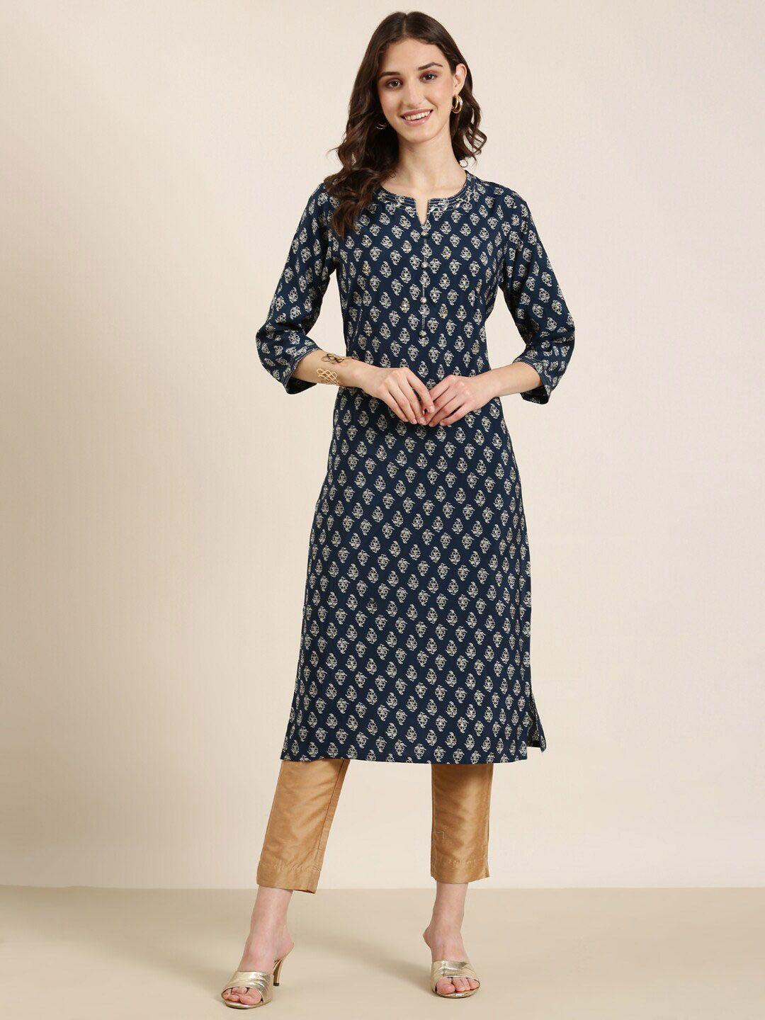 showoff ethnic motifs printed straight kurta