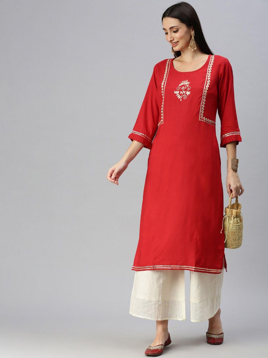 showoff ethnic yoke design zari detail kurta with palazzos