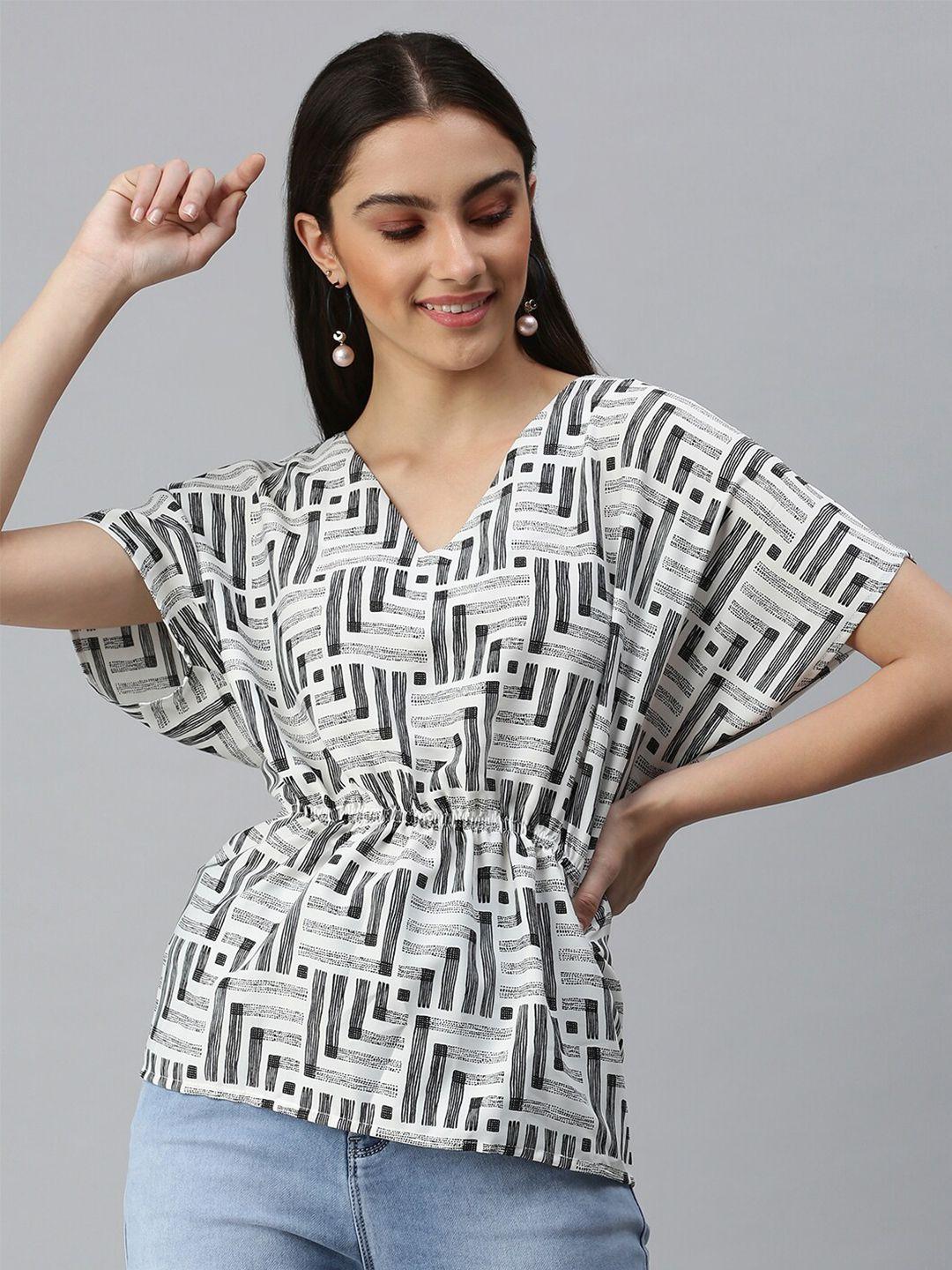 showoff extended sleeves crepe cinched waist top