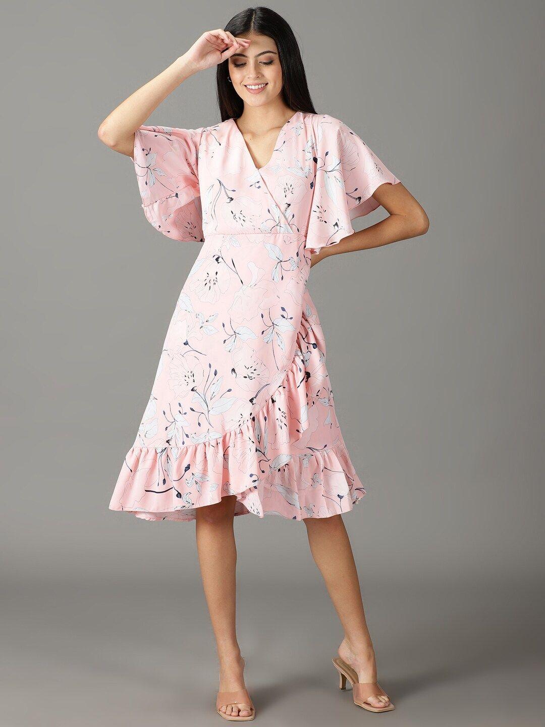 showoff floral chiffon wrap dress