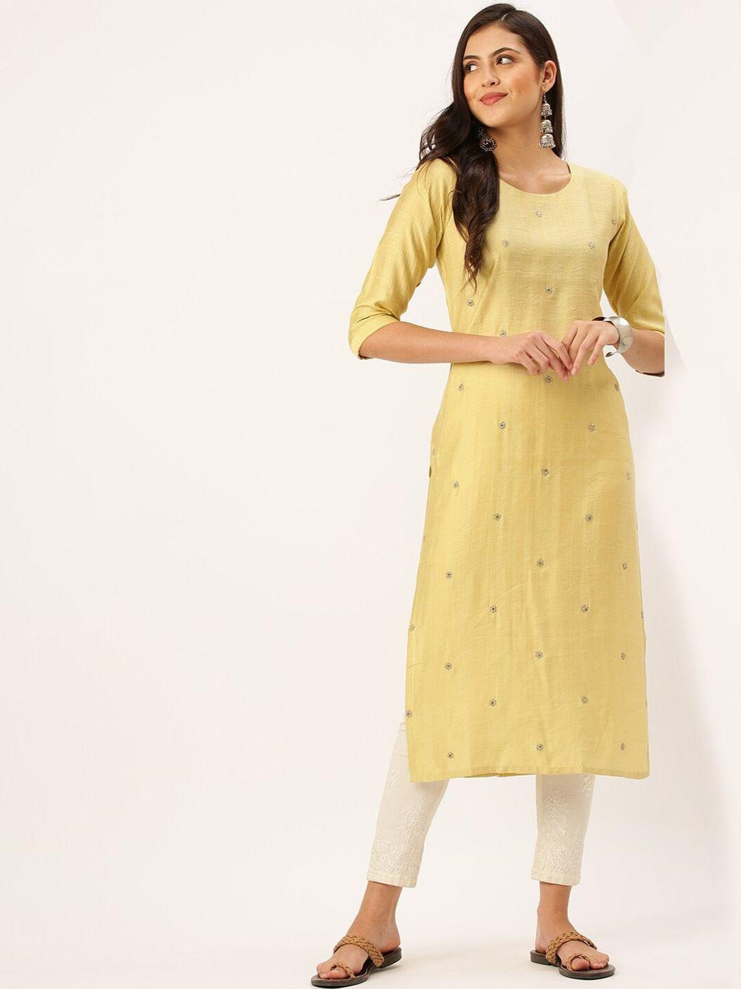 showoff floral embroidered sequinned kurta