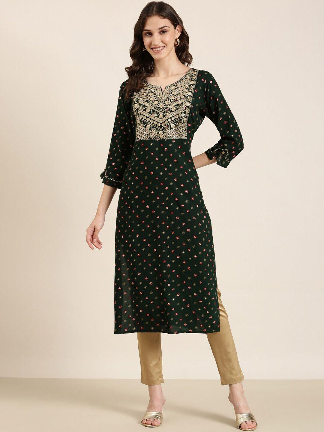 showoff floral embroidered sequins kurta