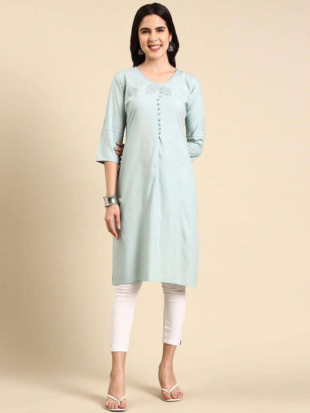 showoff floral embroidered straight kurta